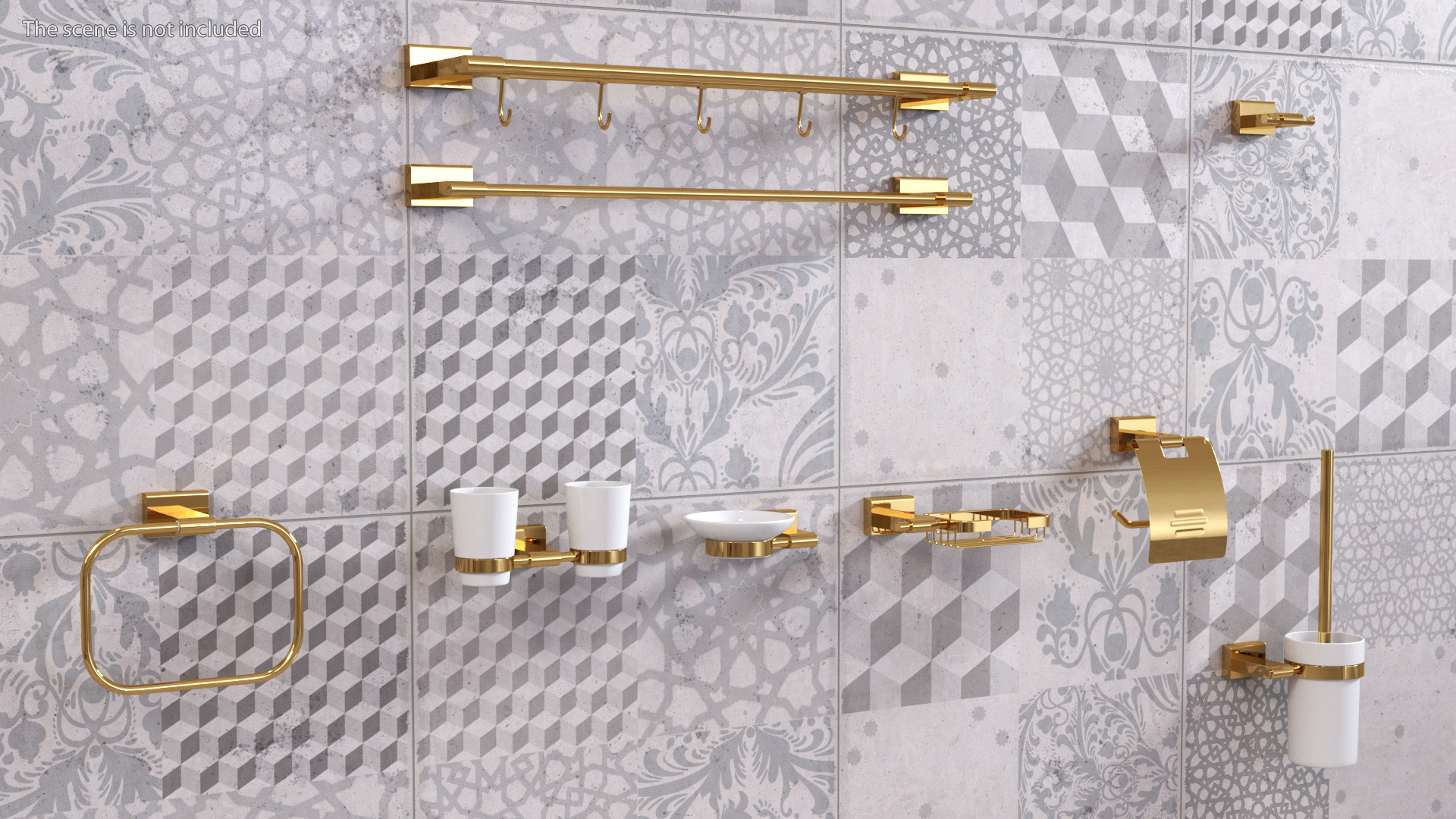 Bathroom Wall Accessories Set 3D model