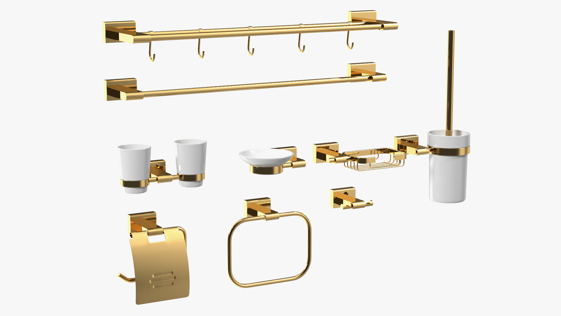 Bathroom Wall Accessories Set 3D model
