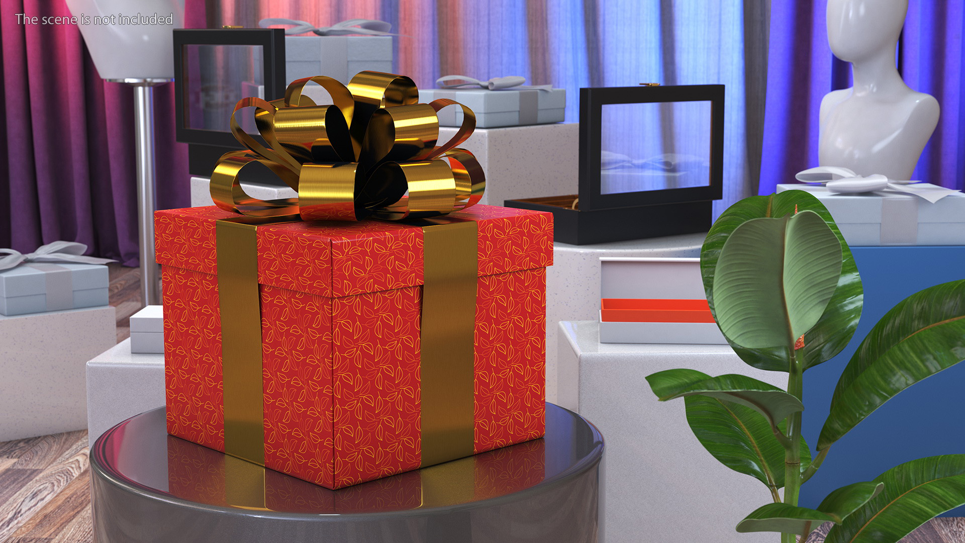 Wrapped Gift Box with Decorative Ribbon 3D model