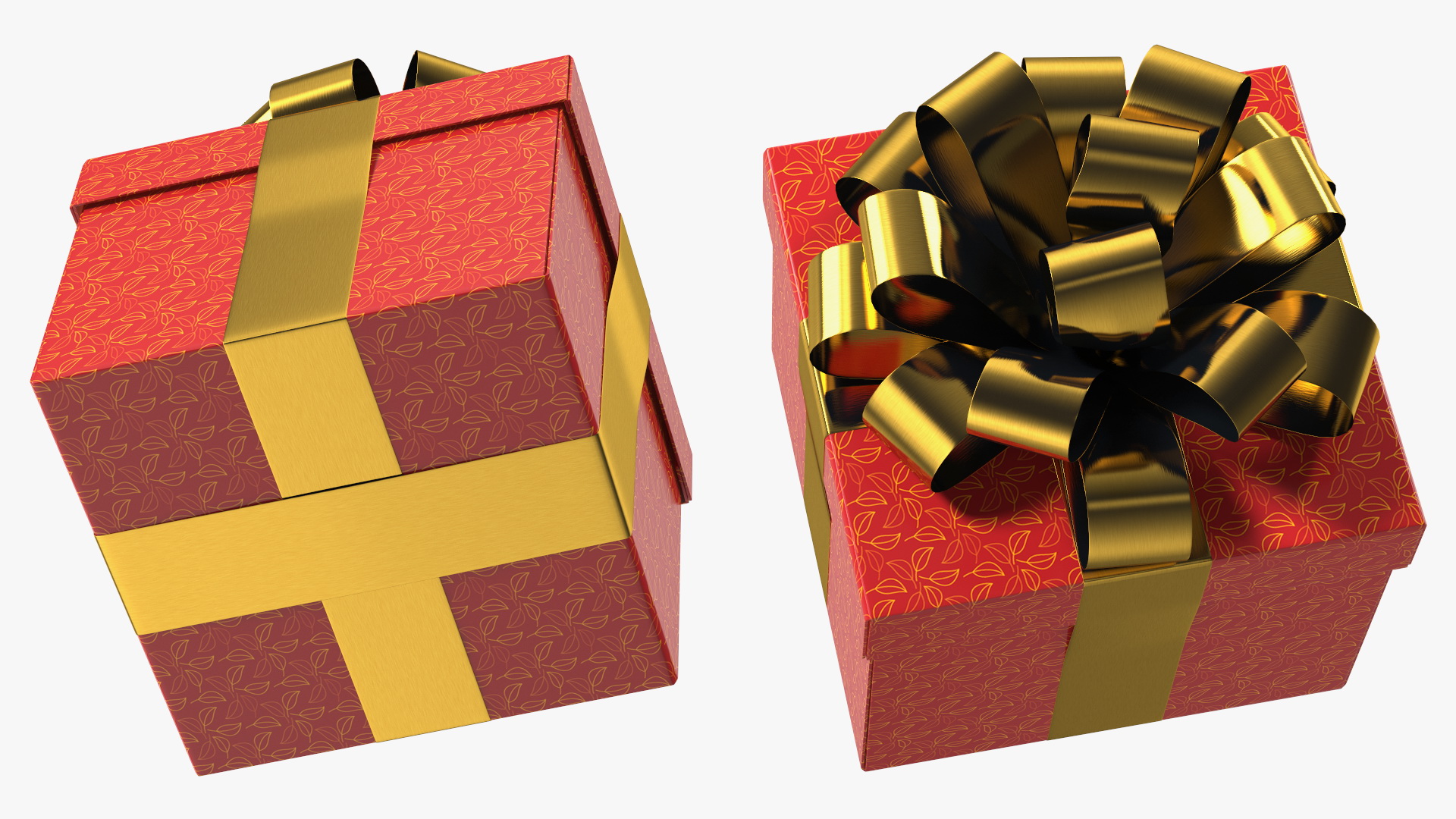 Wrapped Gift Box with Decorative Ribbon 3D model