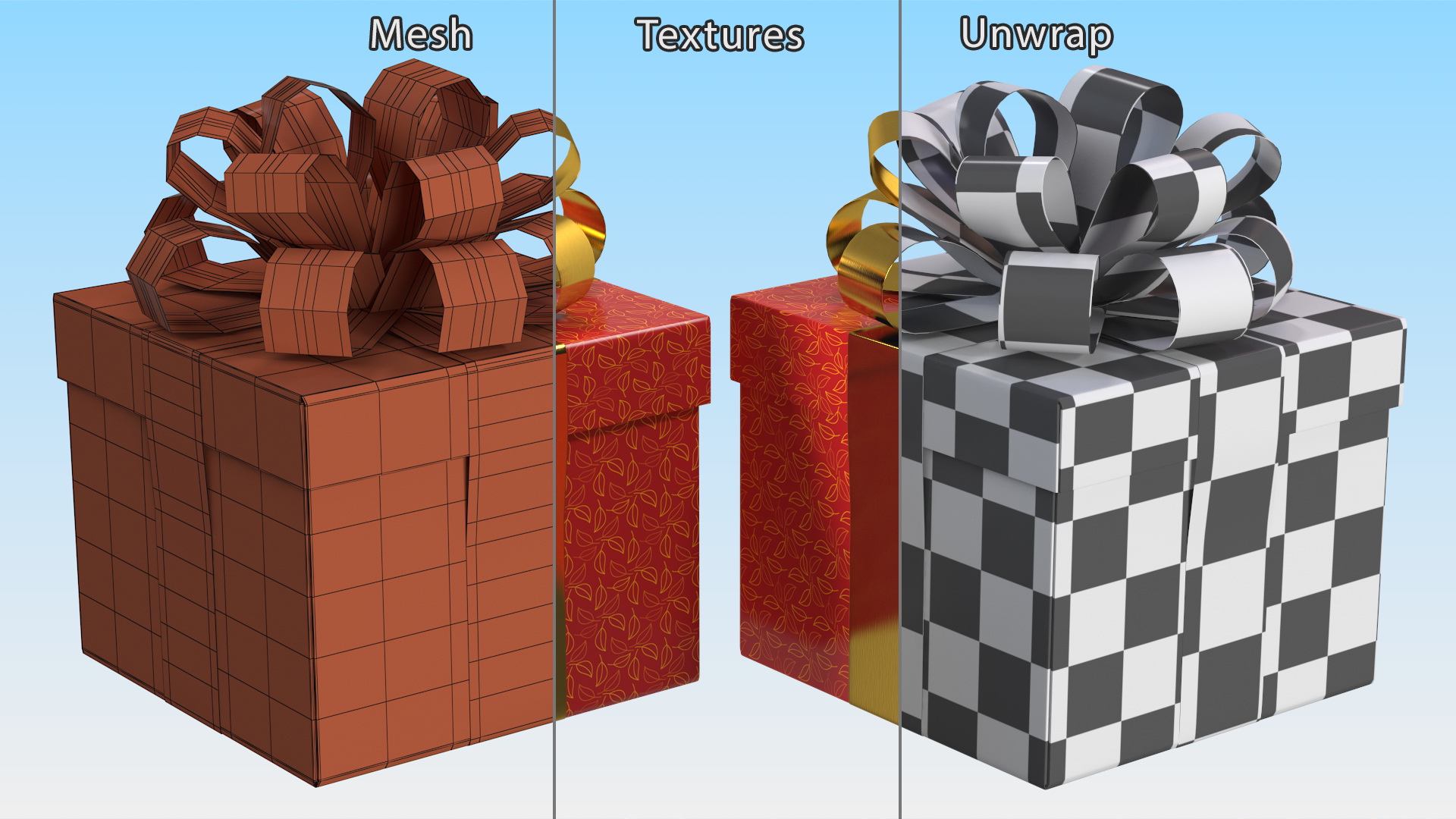 Wrapped Gift Box with Decorative Ribbon 3D model