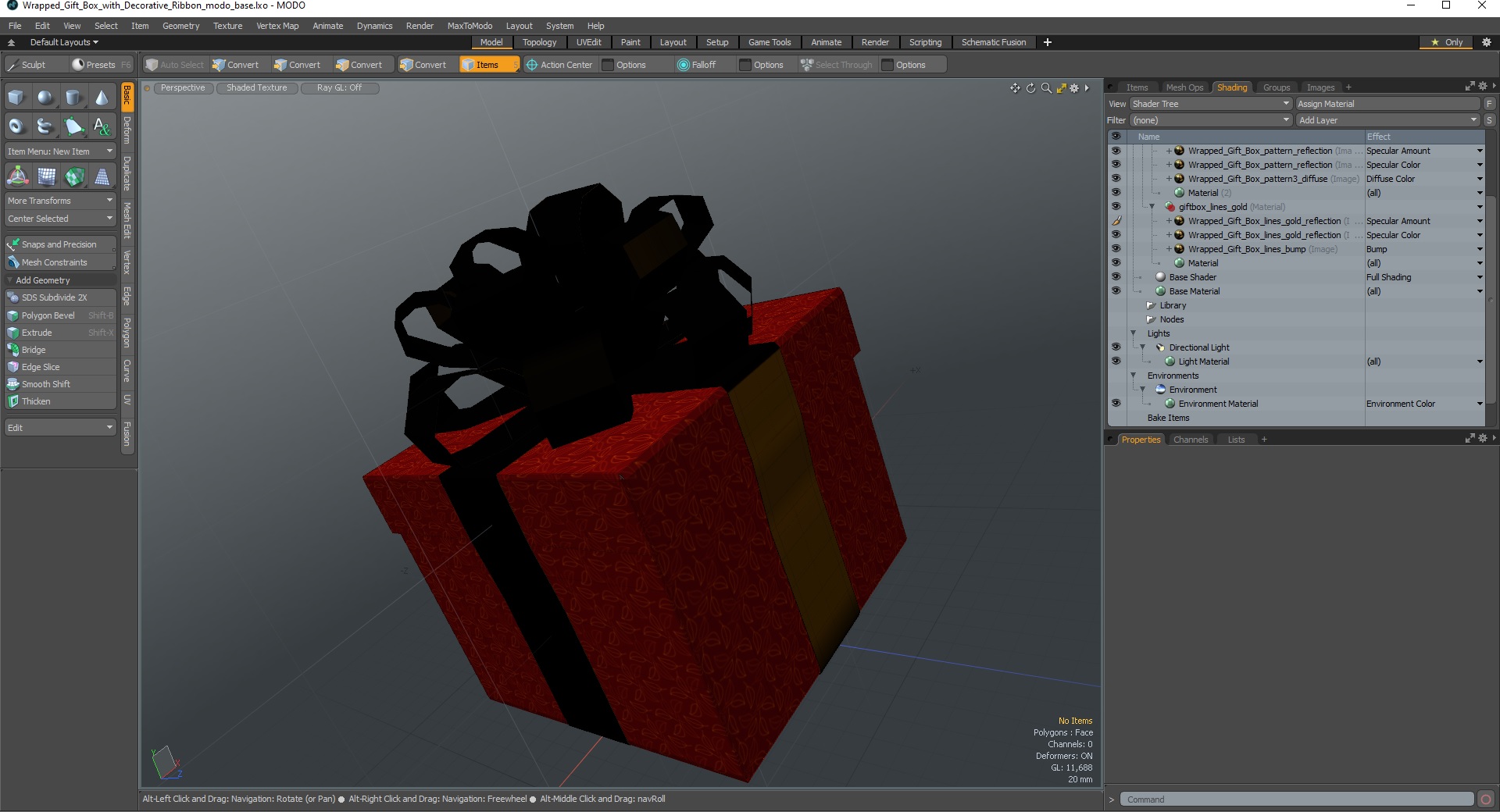 Wrapped Gift Box with Decorative Ribbon 3D model