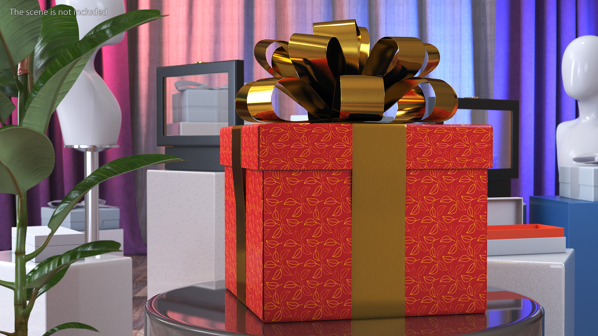 Wrapped Gift Box with Decorative Ribbon 3D model