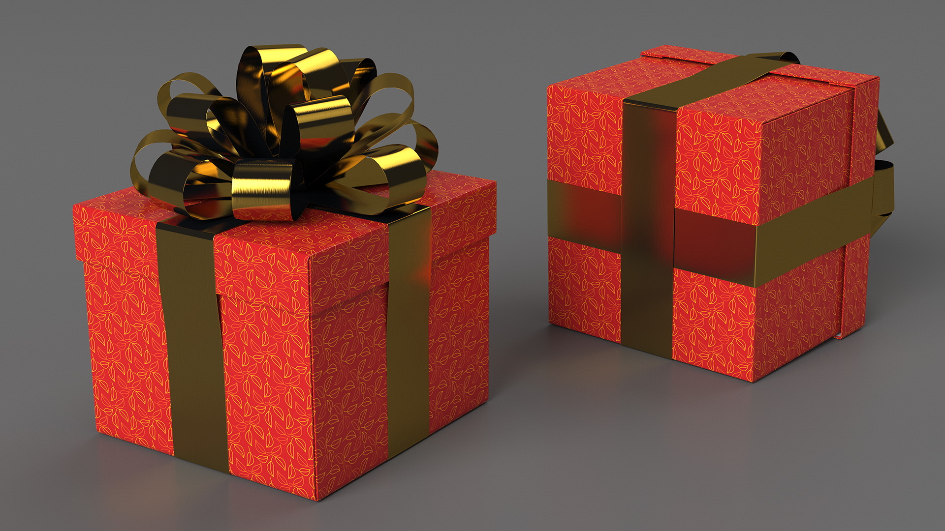 Wrapped Gift Box with Decorative Ribbon 3D model