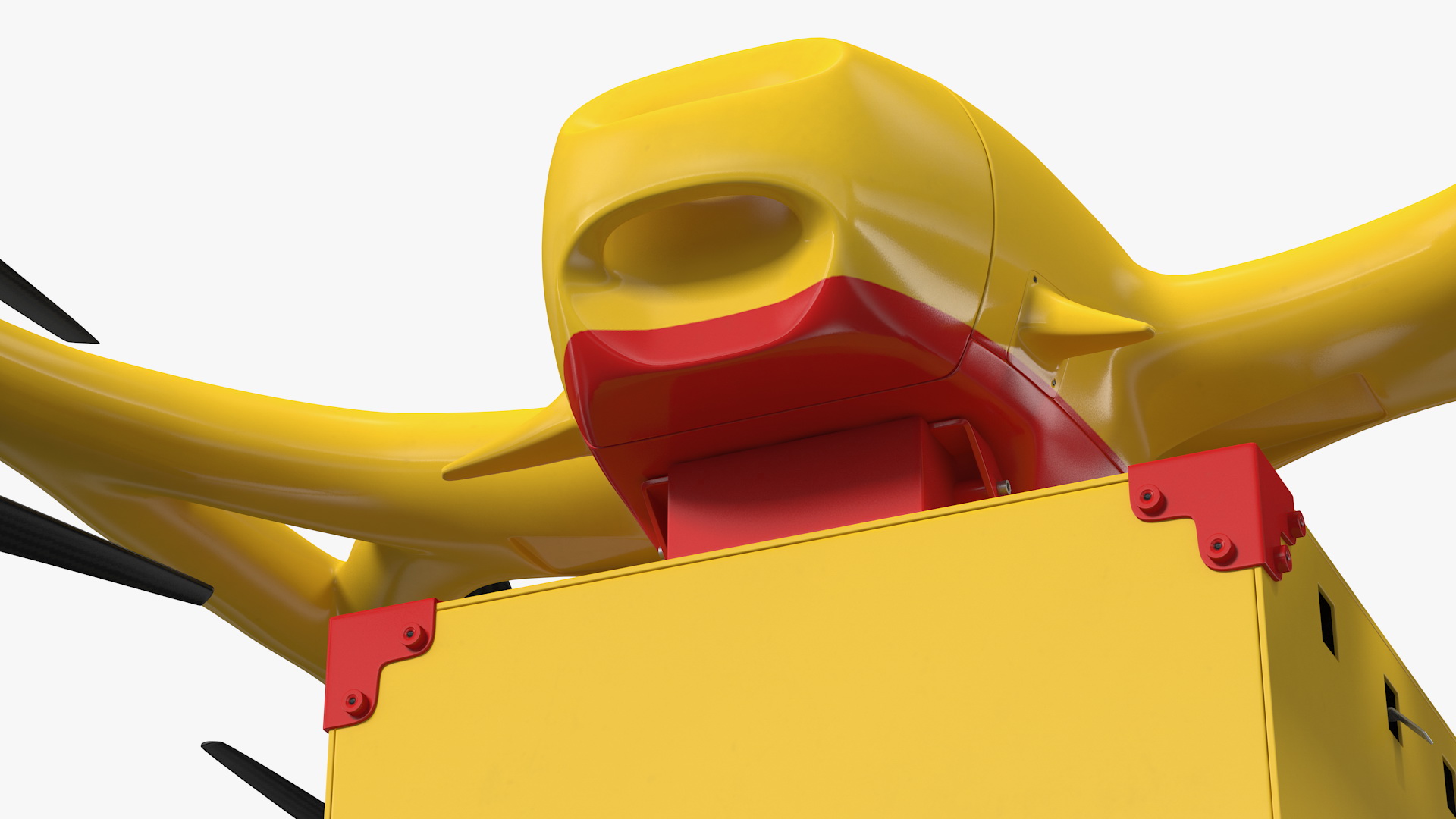 Quadcopter DHL Drone with Delivery Package 3D