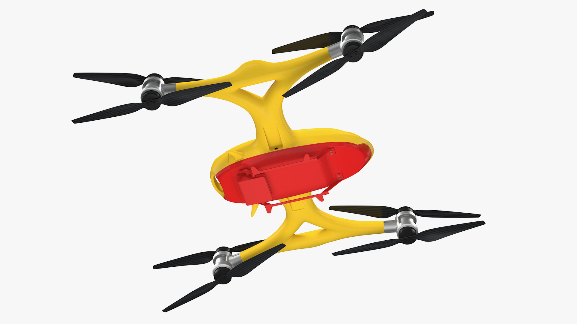 Quadcopter DHL Drone with Delivery Package 3D