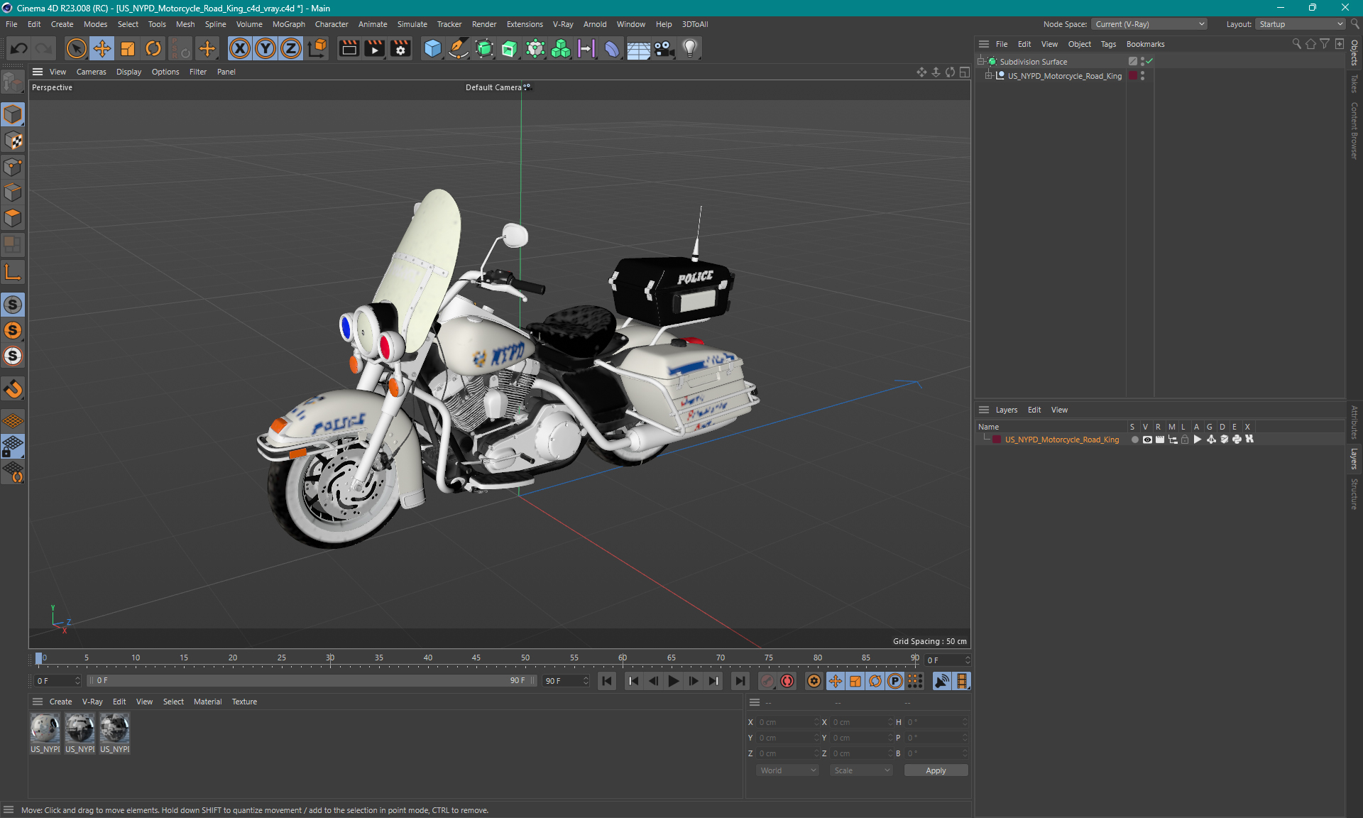 3D US NYPD Motorcycle Road King model