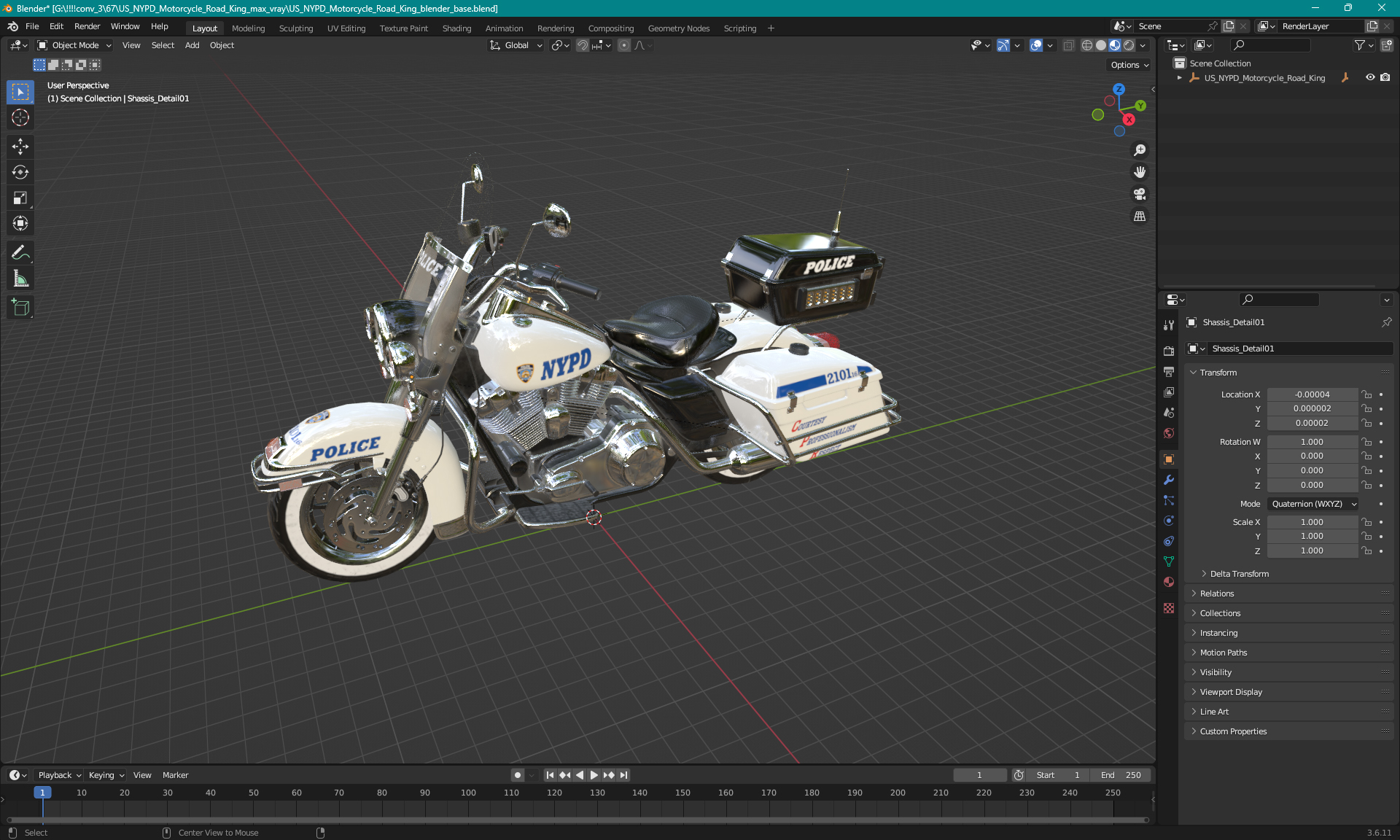 3D US NYPD Motorcycle Road King model