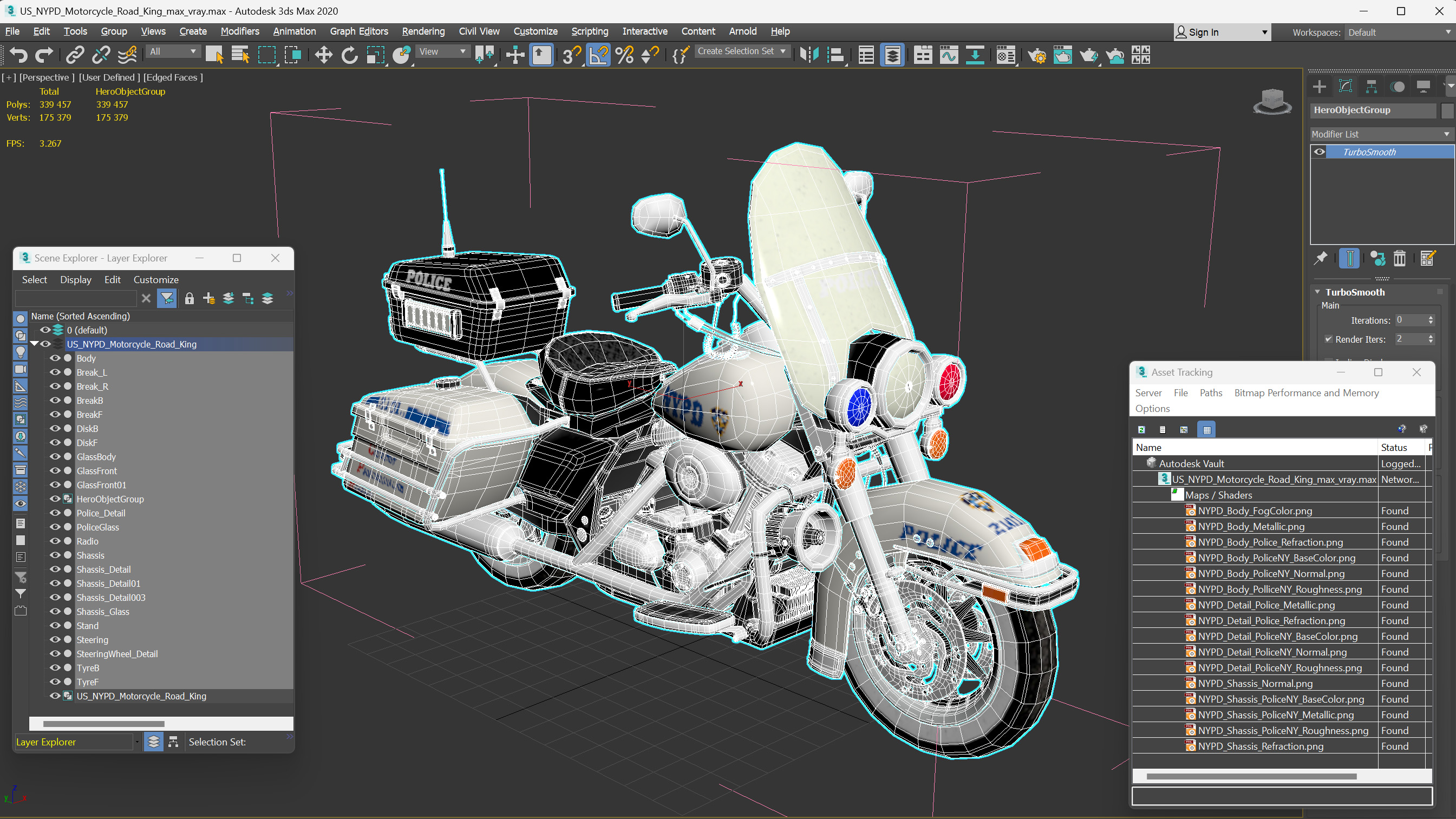 3D US NYPD Motorcycle Road King model