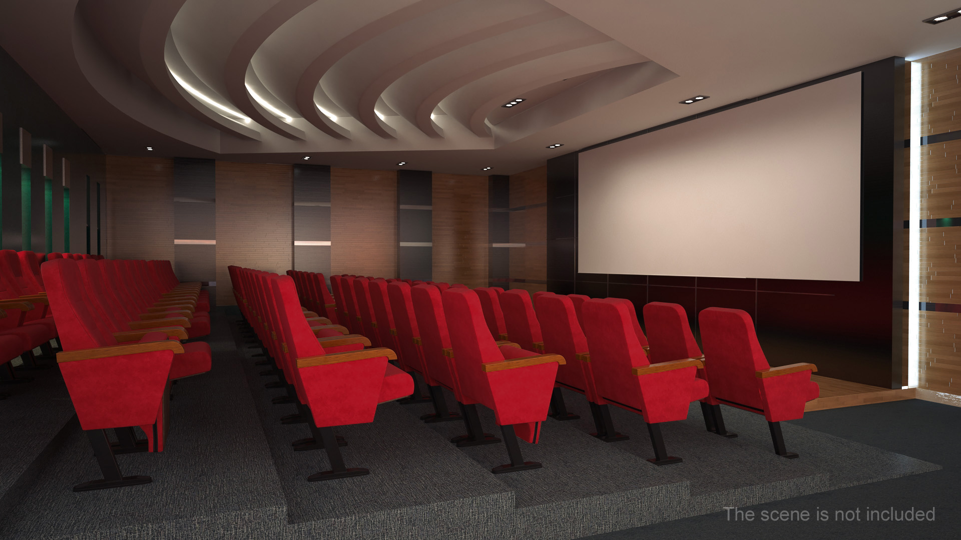 3D model Push Back Auditorium Chair Red