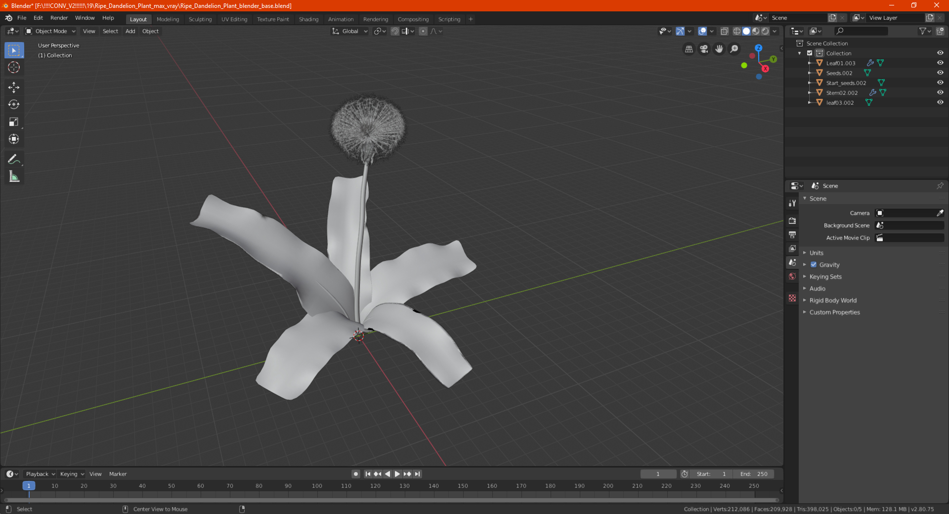3D model Ripe Dandelion Plant
