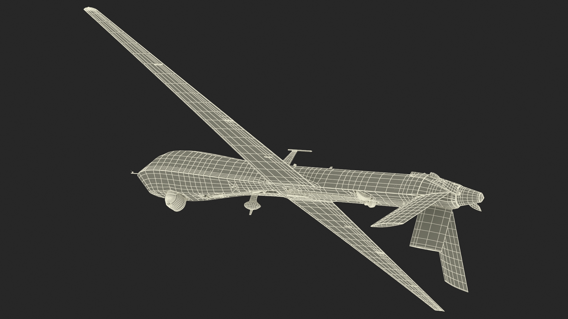 Unmanned Aerial Vehicle Reaper Drone MQ-1 Rigged for Cinema 4D 3D