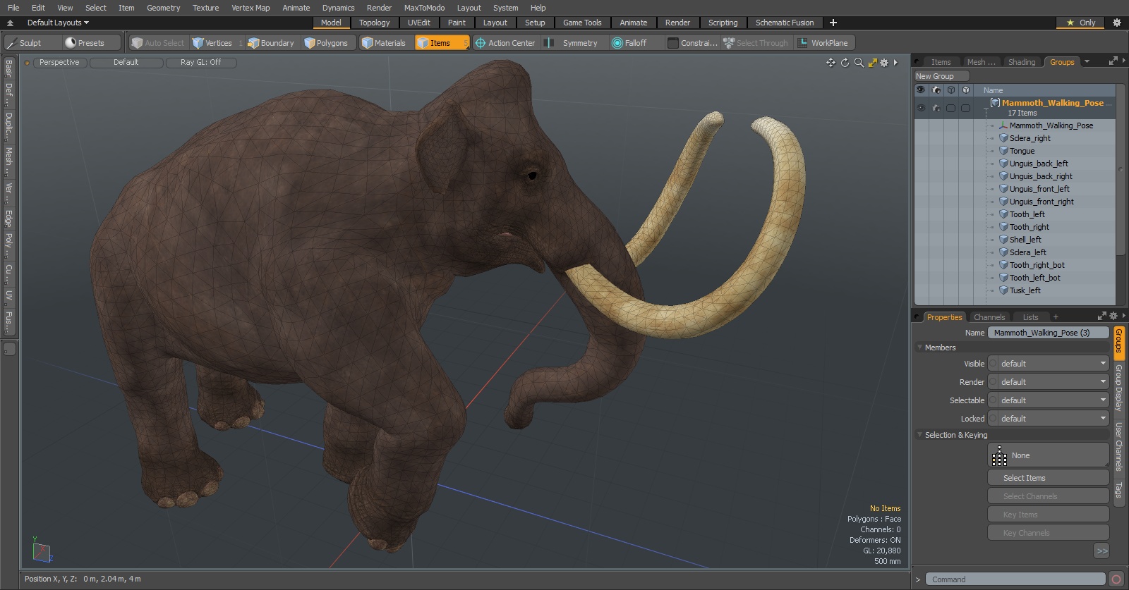 3D model Mammoth Walking Pose