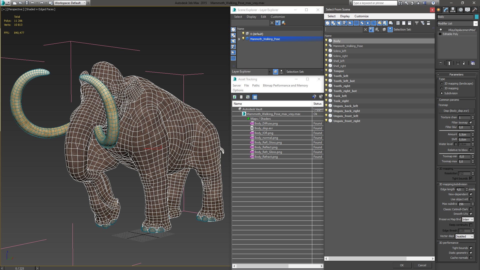 3D model Mammoth Walking Pose