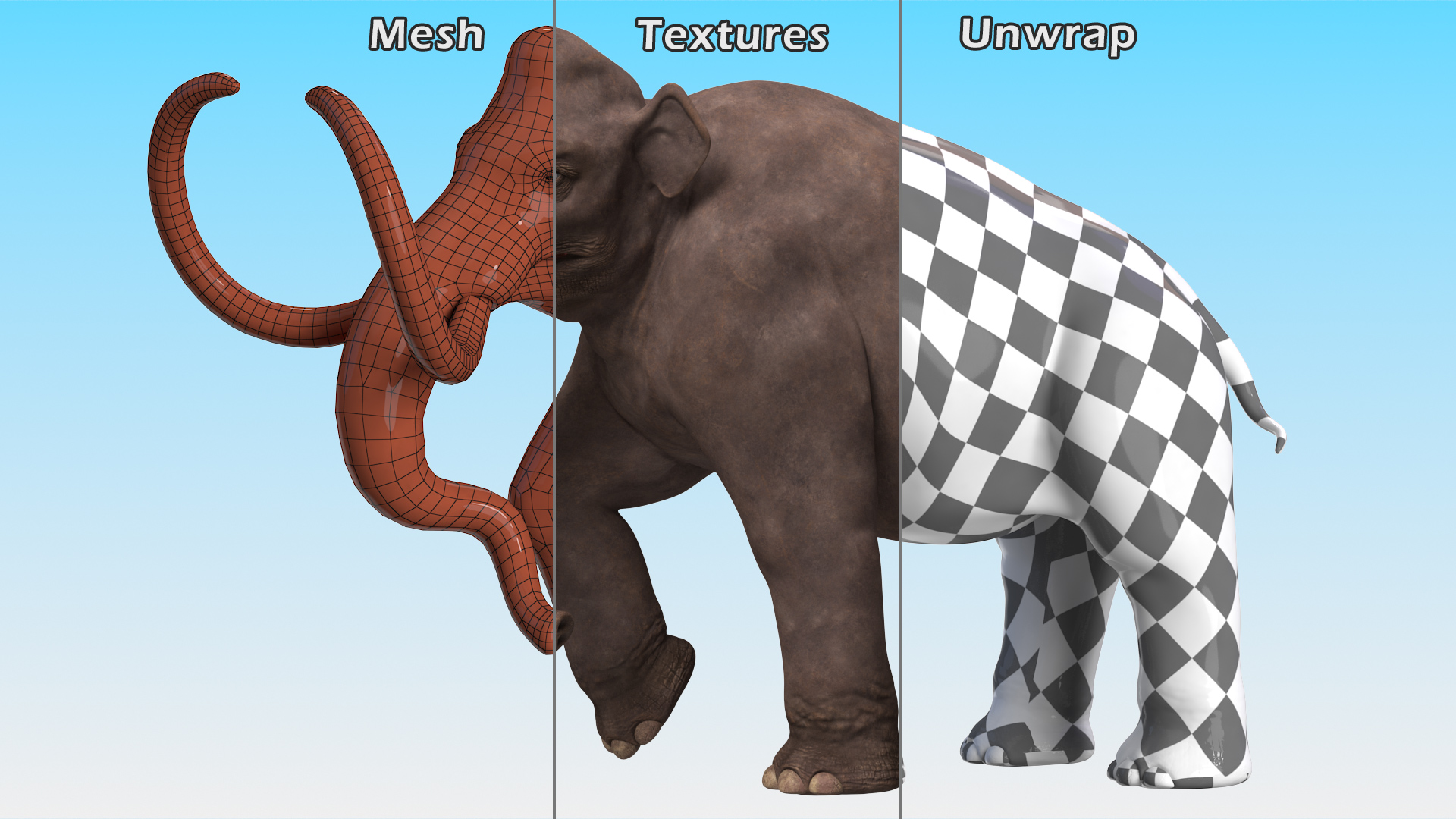 3D model Mammoth Walking Pose