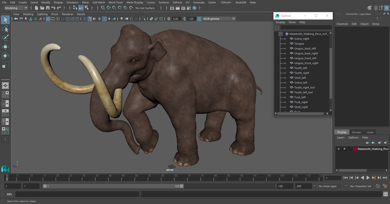 3D model Mammoth Walking Pose