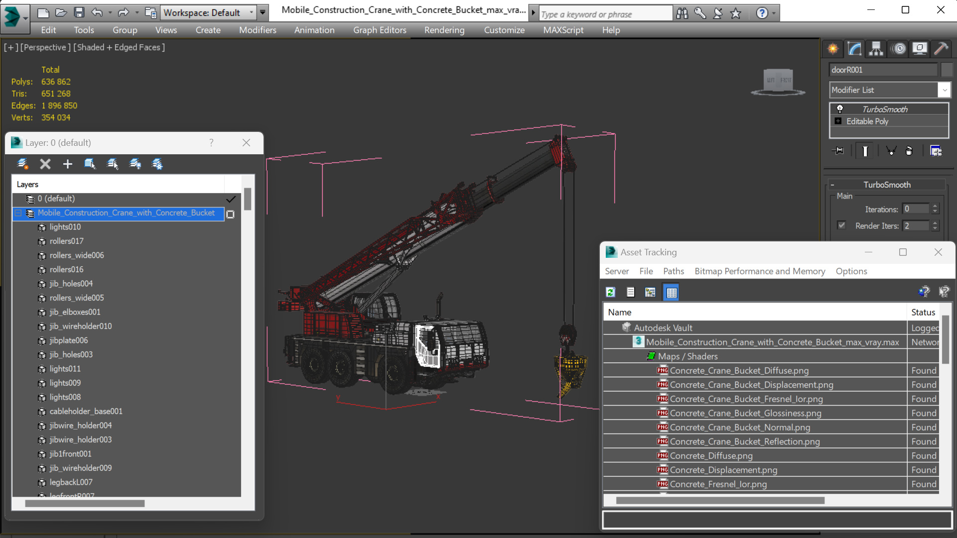 3D Mobile Construction Crane with Concrete Bucket
