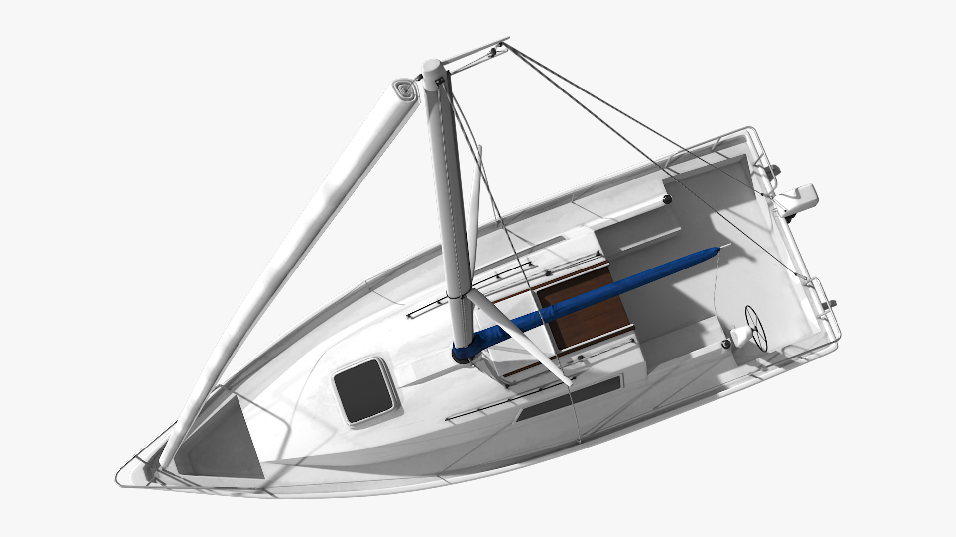 3D Yacht with Sails Down