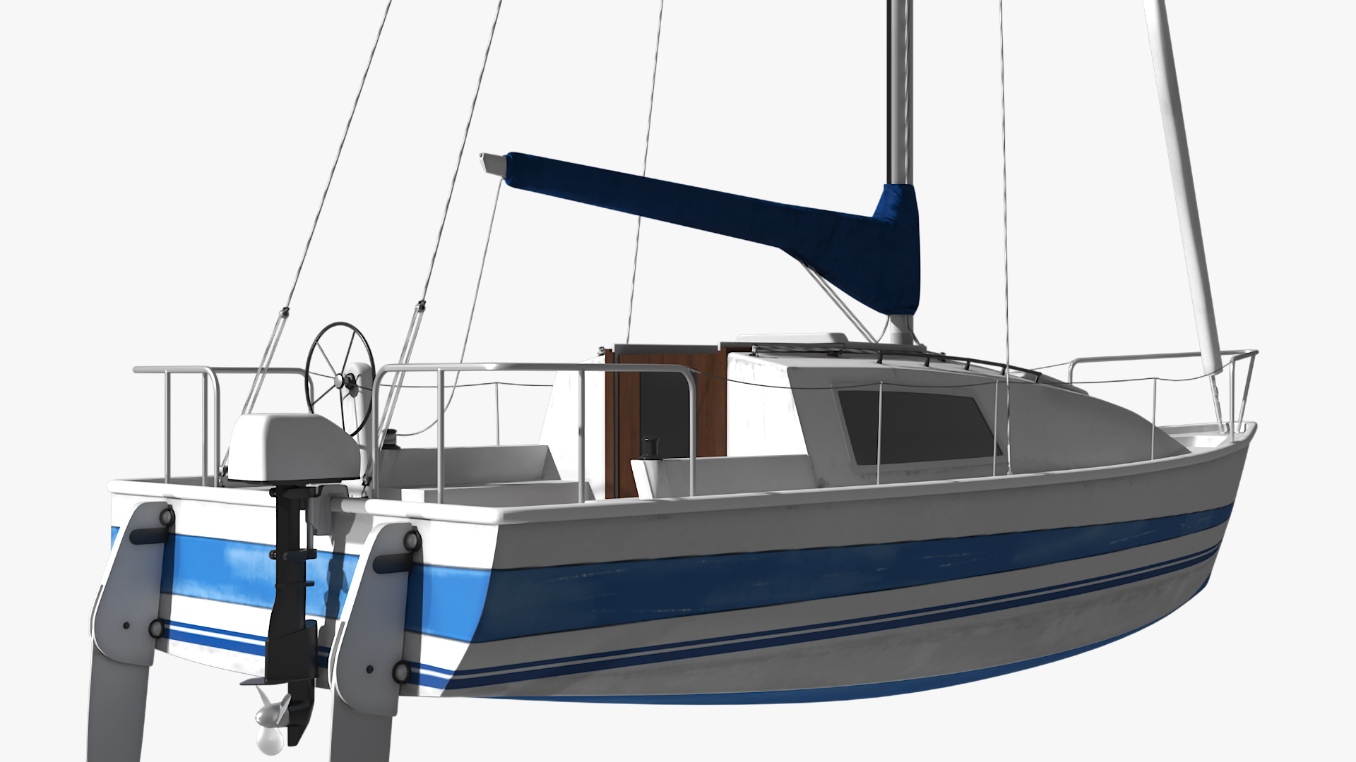 3D Yacht with Sails Down