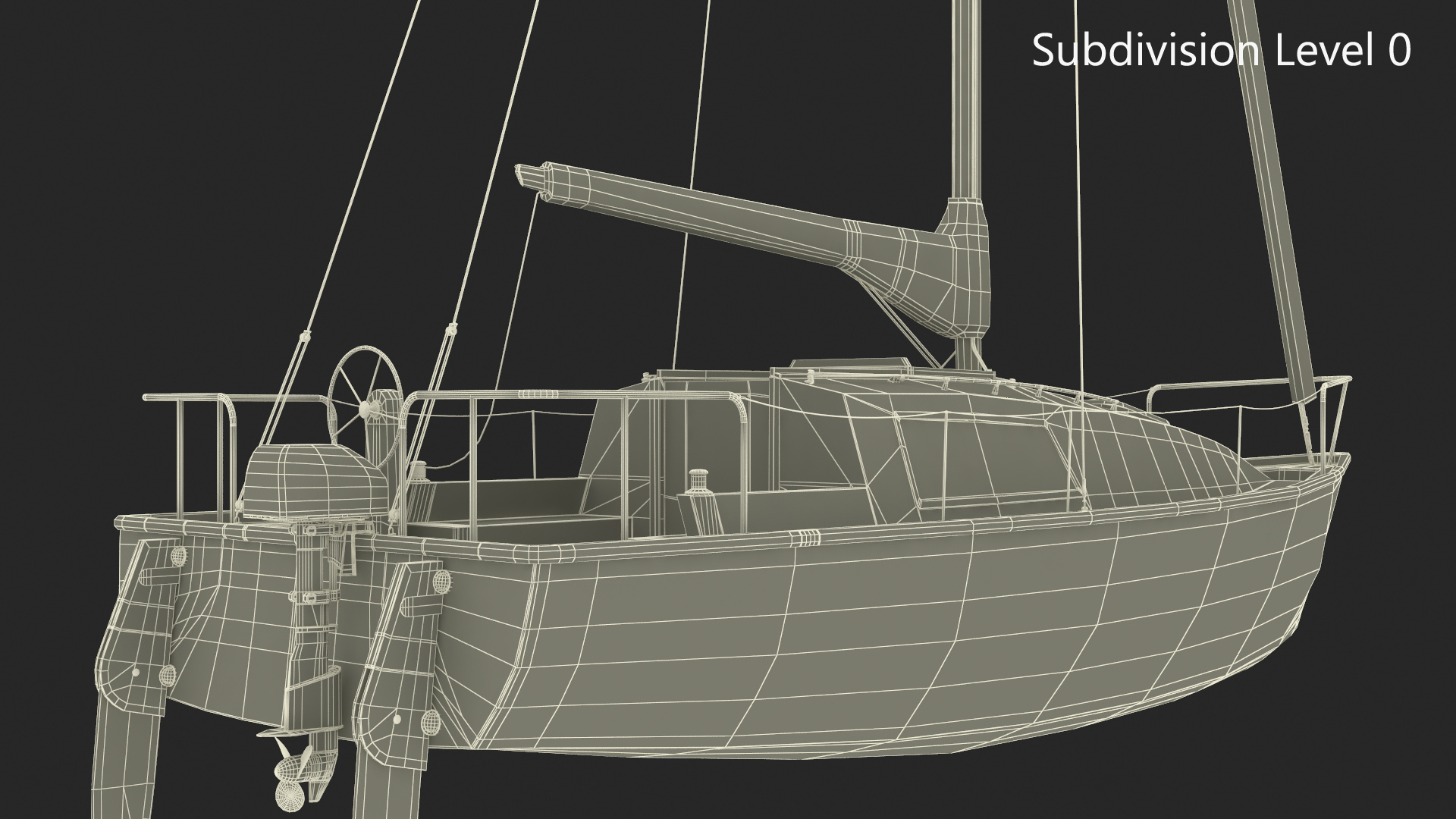 3D Yacht with Sails Down