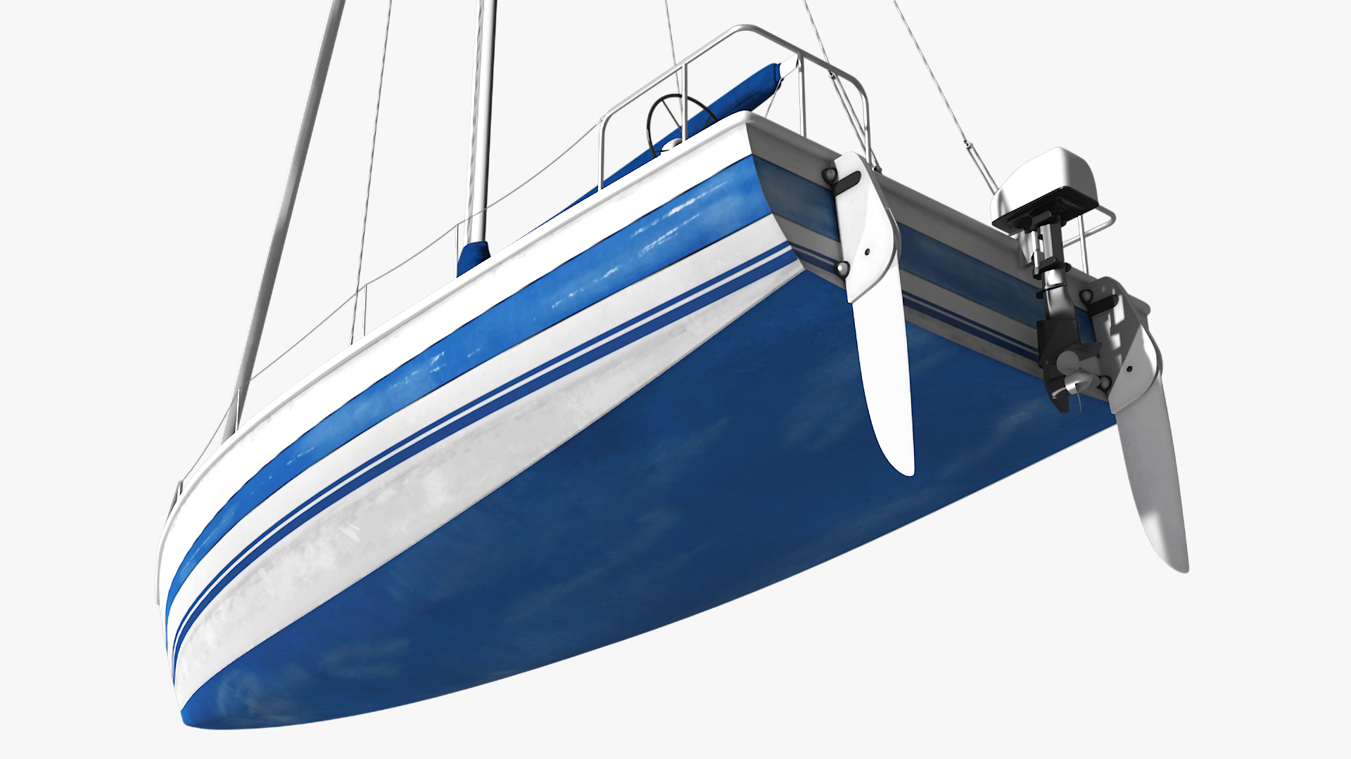 3D Yacht with Sails Down