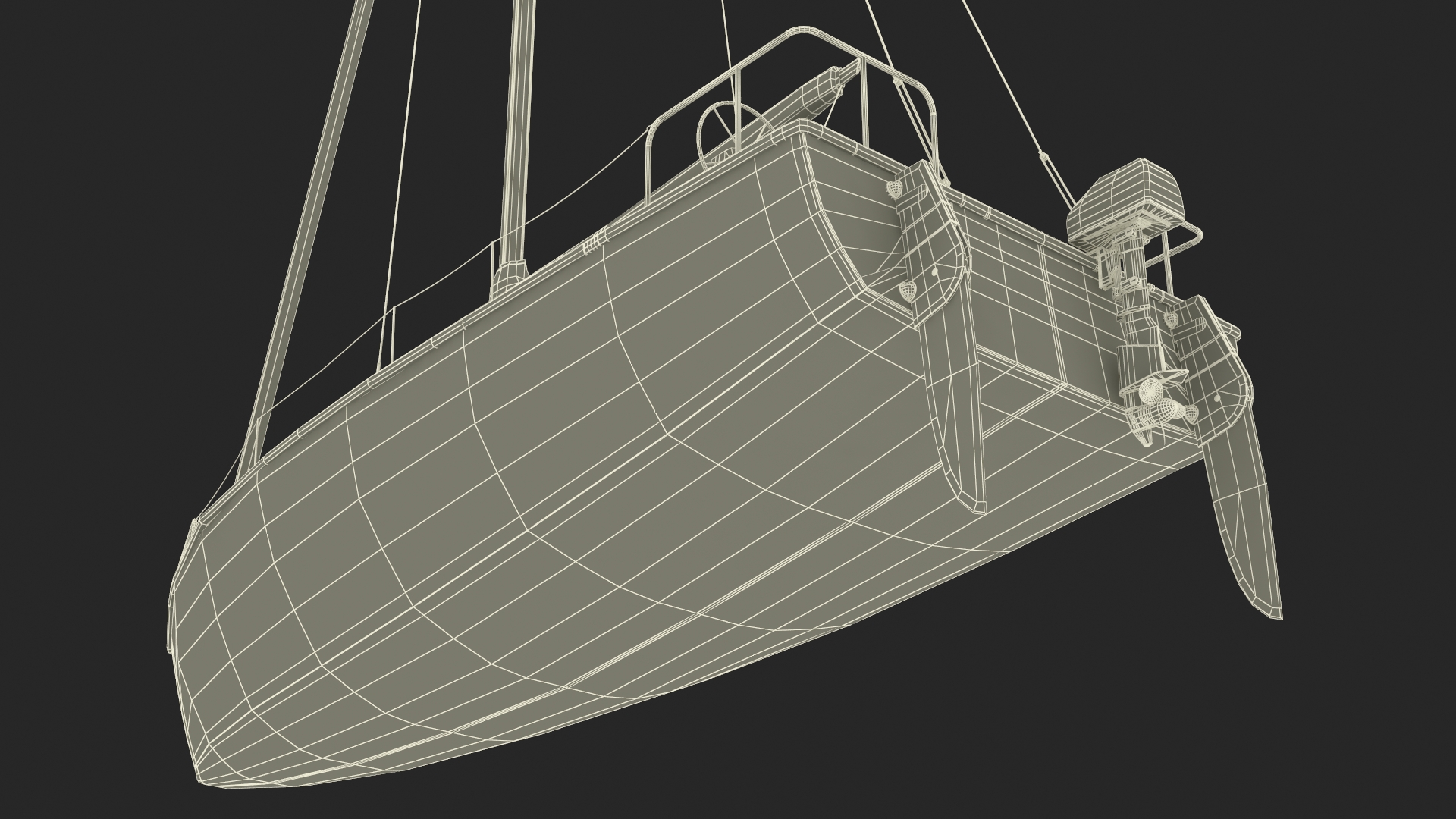 3D Yacht with Sails Down