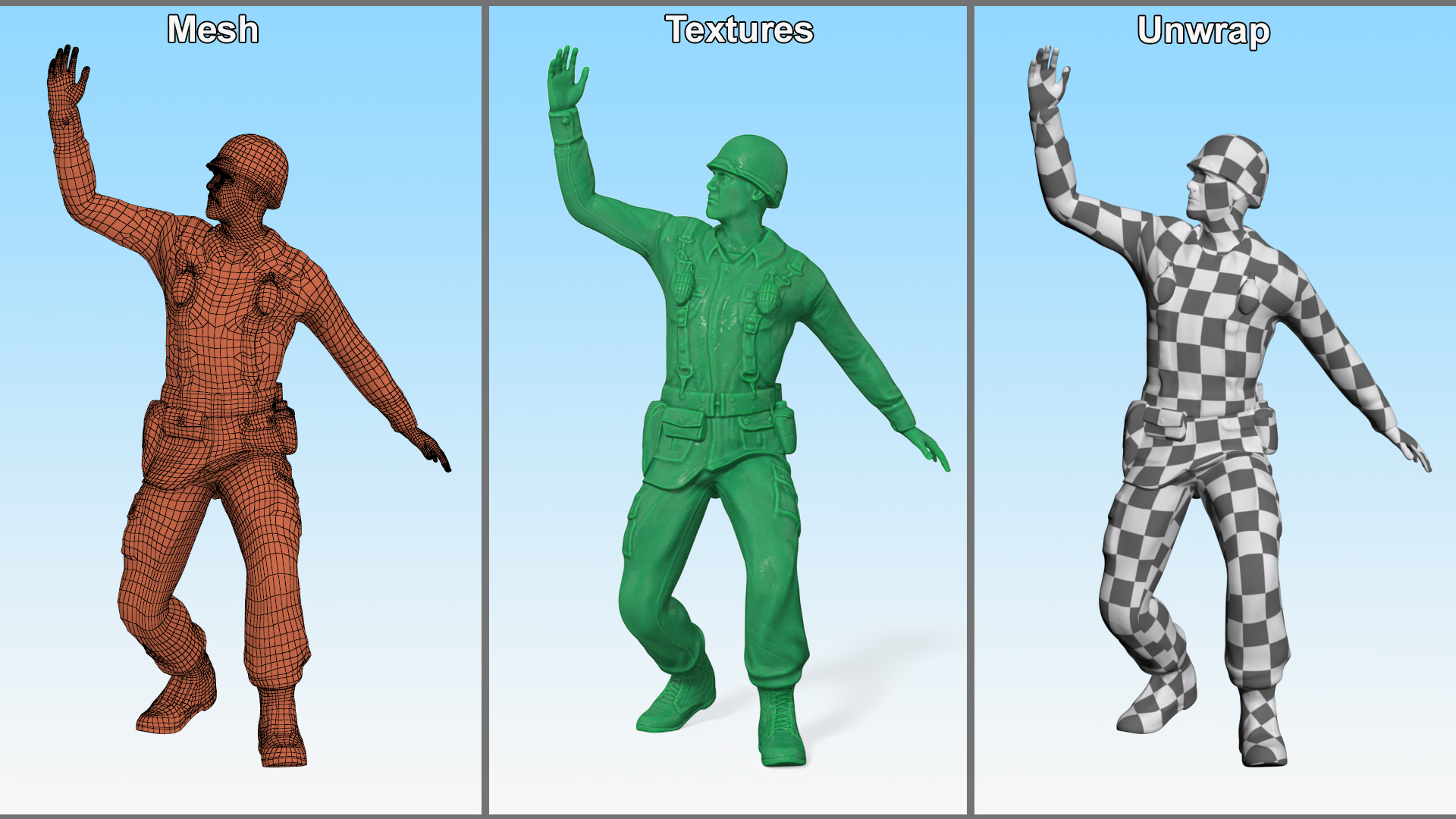 3D model Green Toy Soldier Assault