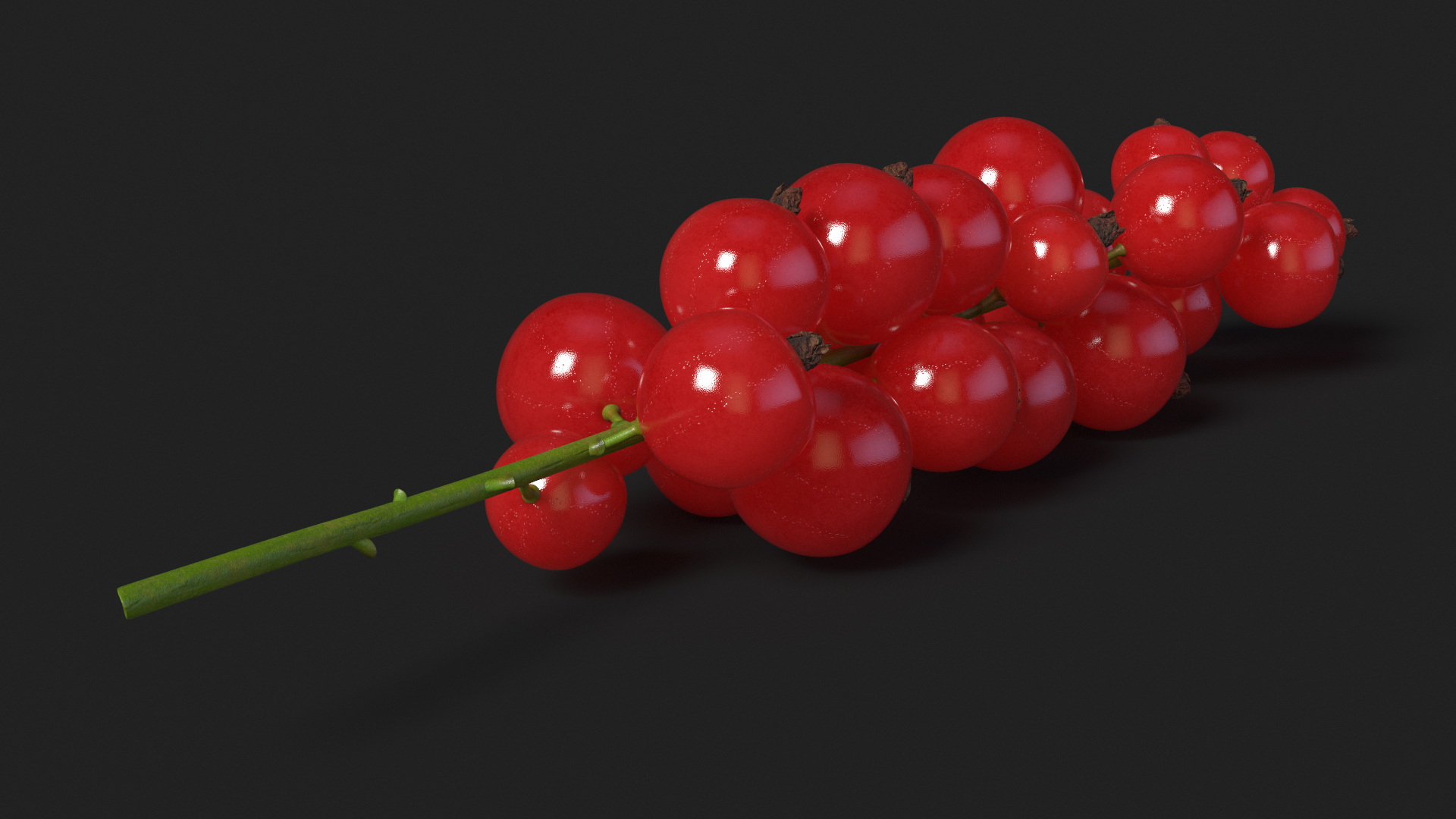 Red Currant on Stem 3D model