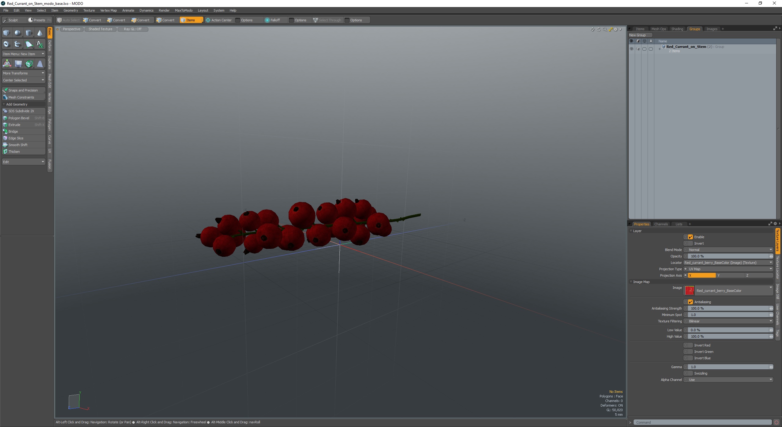 Red Currant on Stem 3D model