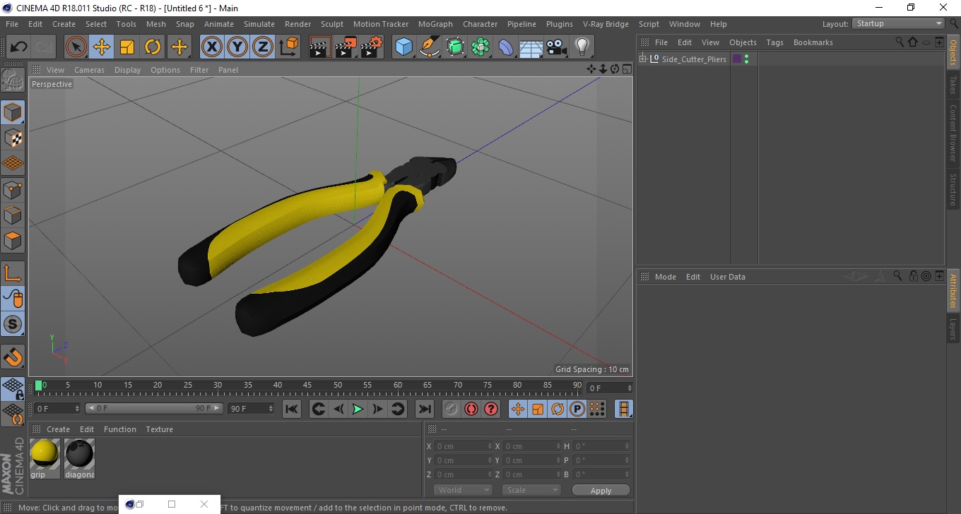 3D Side Cutter Pliers model