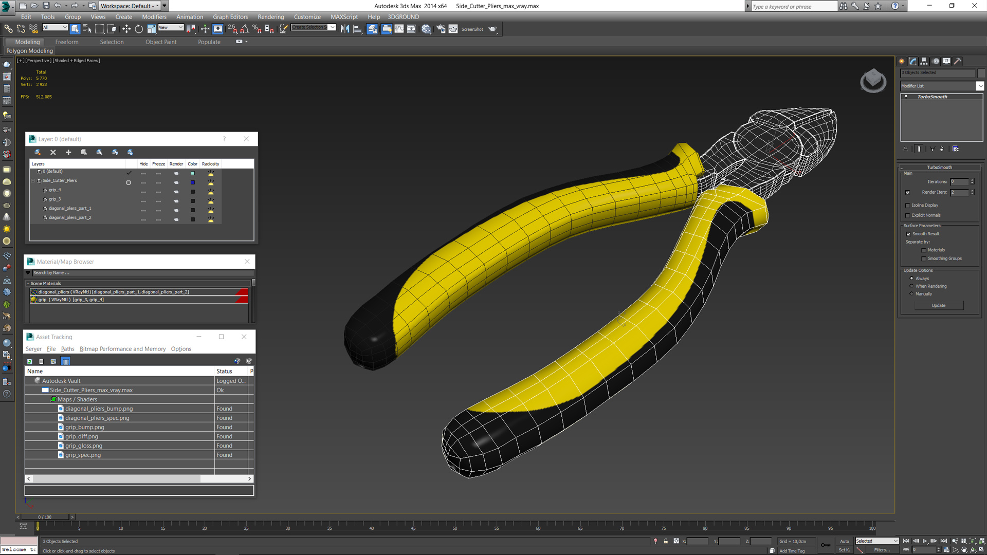 3D Side Cutter Pliers model