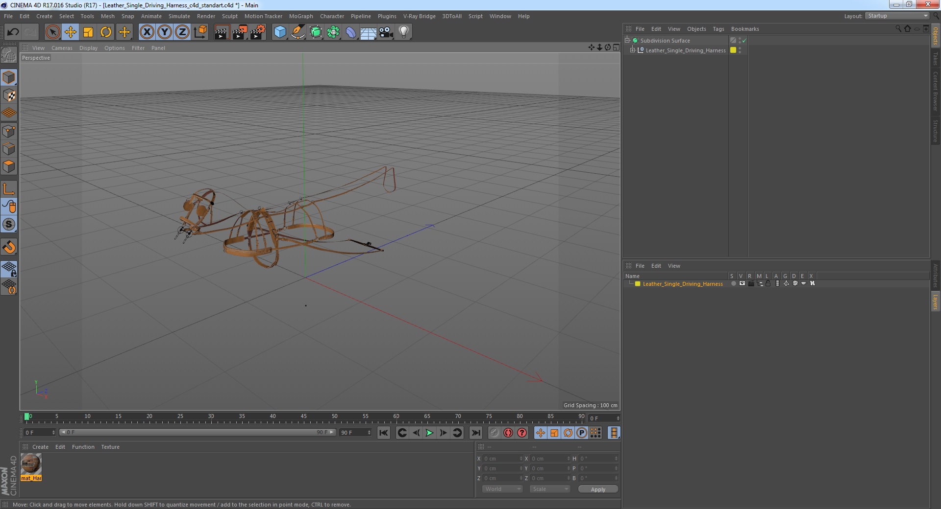 3D model Leather Single Driving Harness