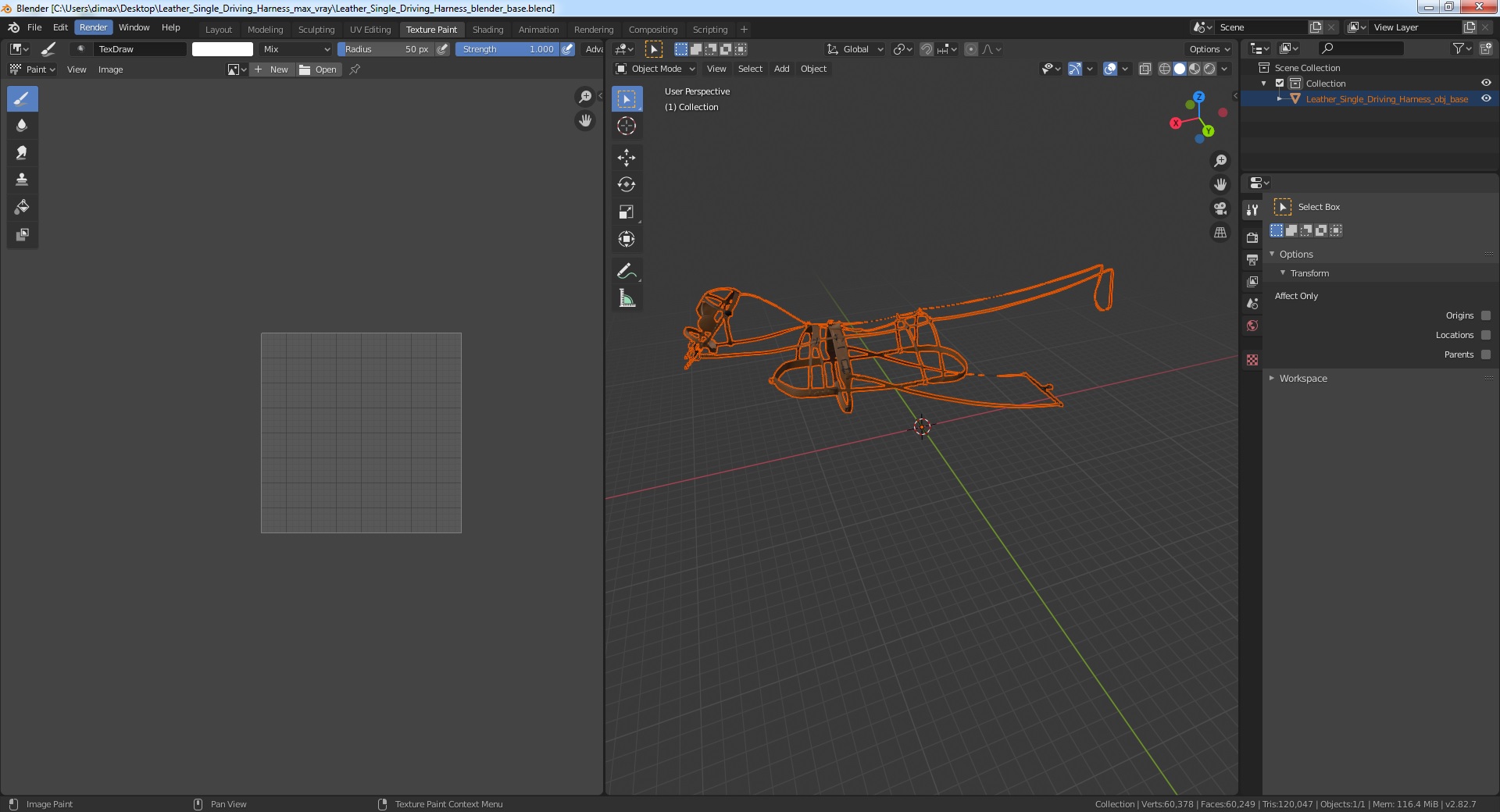 3D model Leather Single Driving Harness
