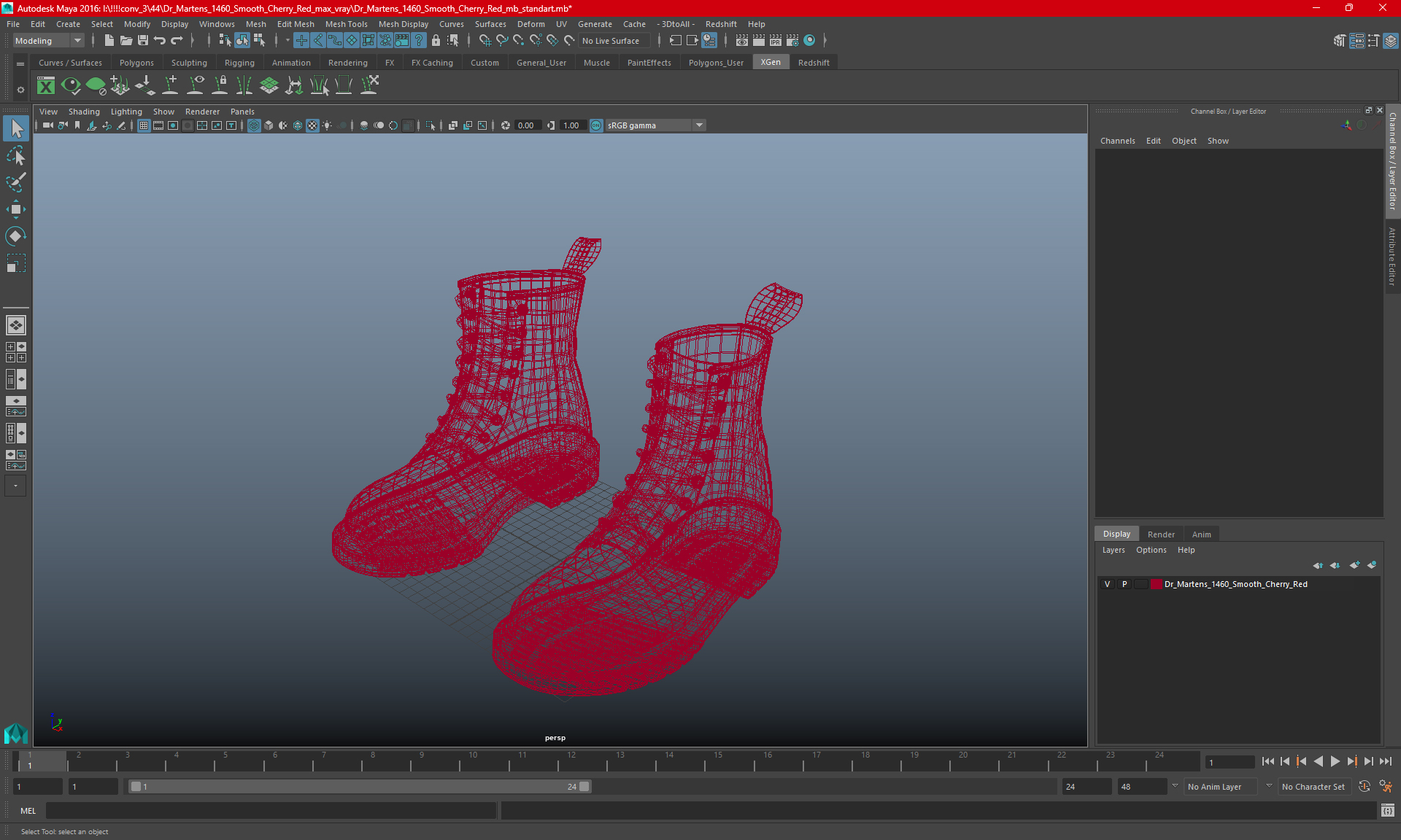 3D Dr Martens 1460 Smooth Cherry Red model