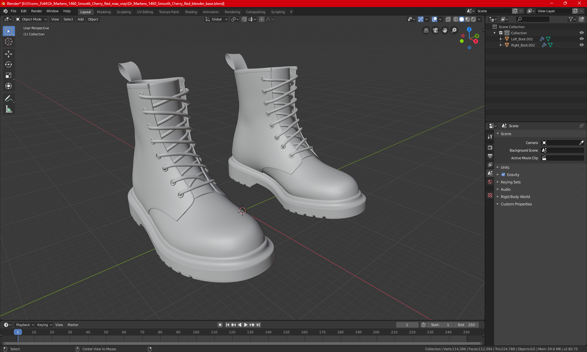 3D Dr Martens 1460 Smooth Cherry Red model
