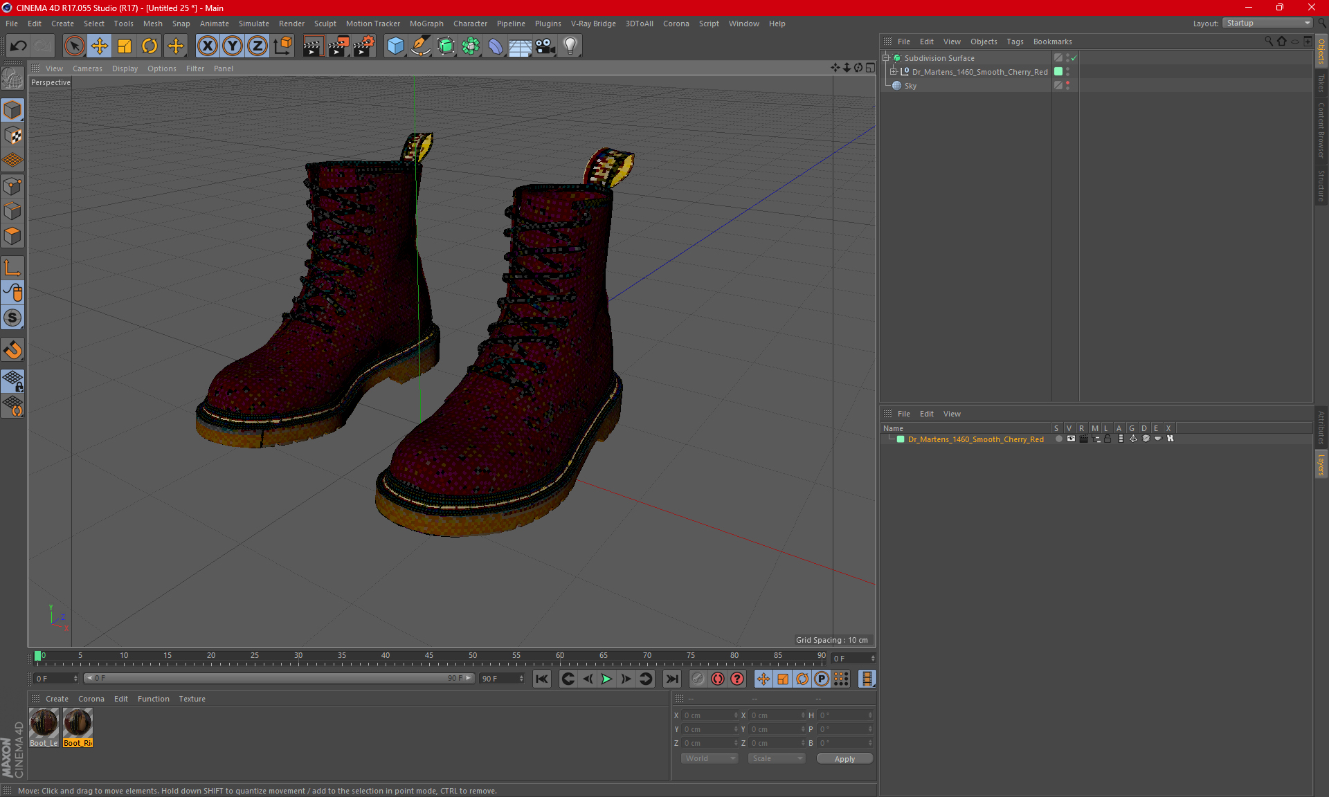 3D Dr Martens 1460 Smooth Cherry Red model
