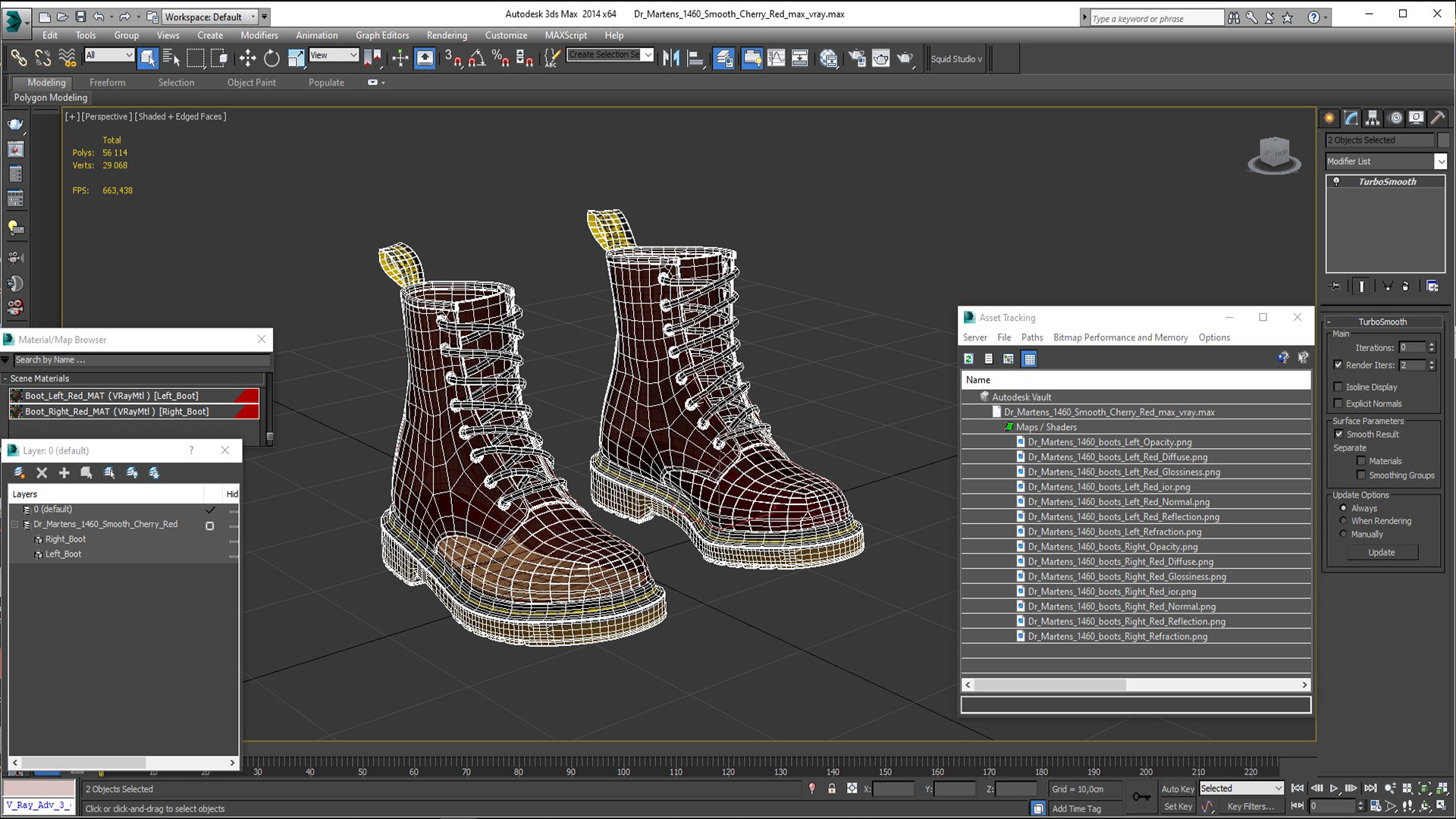 3D Dr Martens 1460 Smooth Cherry Red model