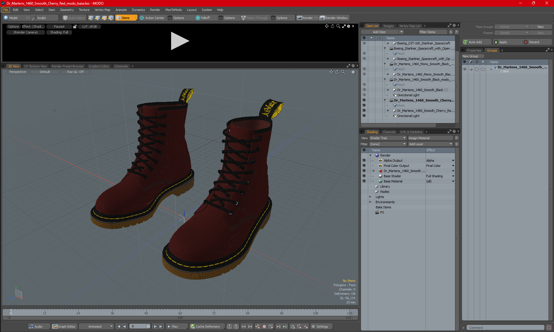 3D Dr Martens 1460 Smooth Cherry Red model