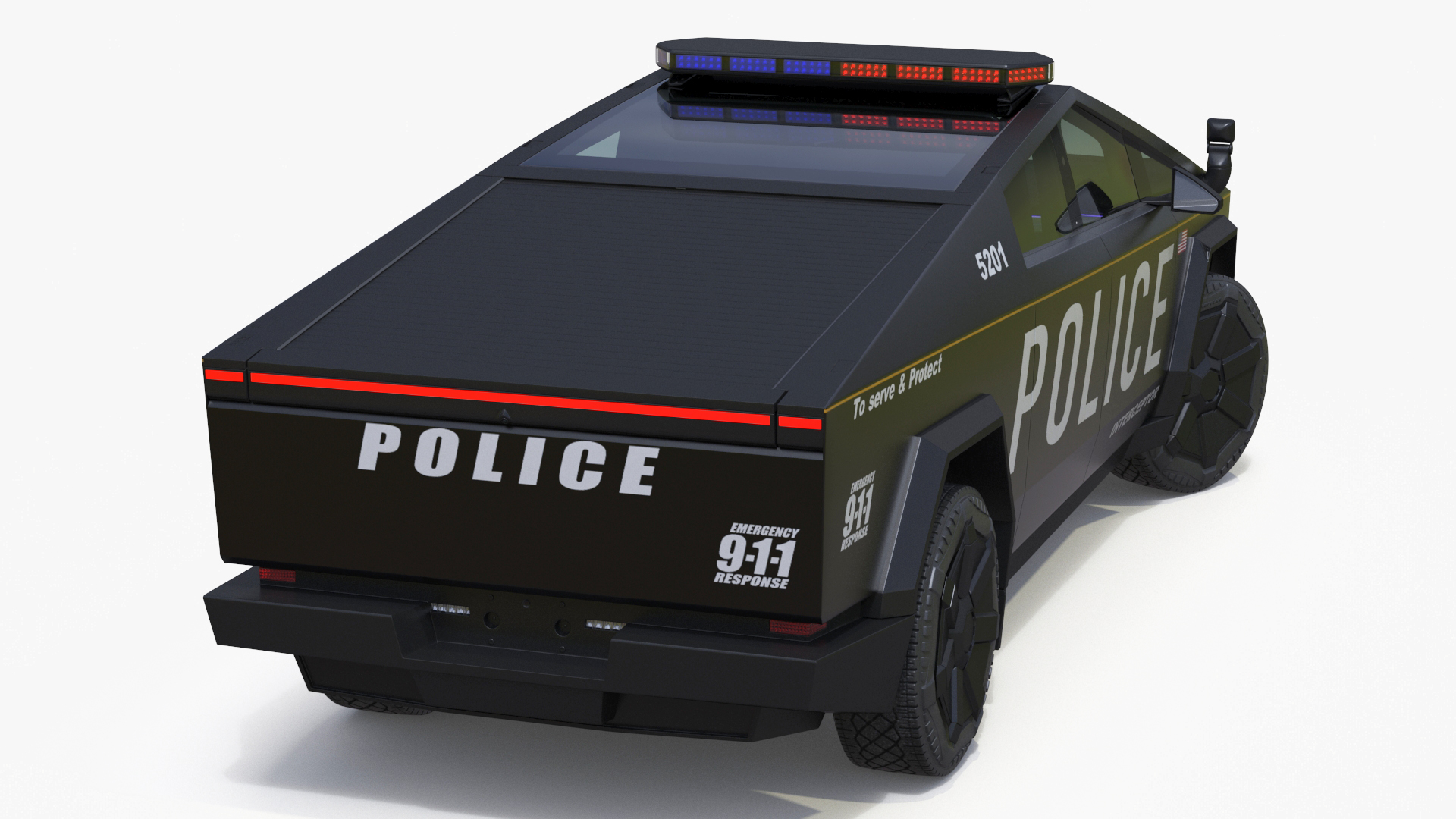 Tesla Cybertruck Police Car Rigged 3D model