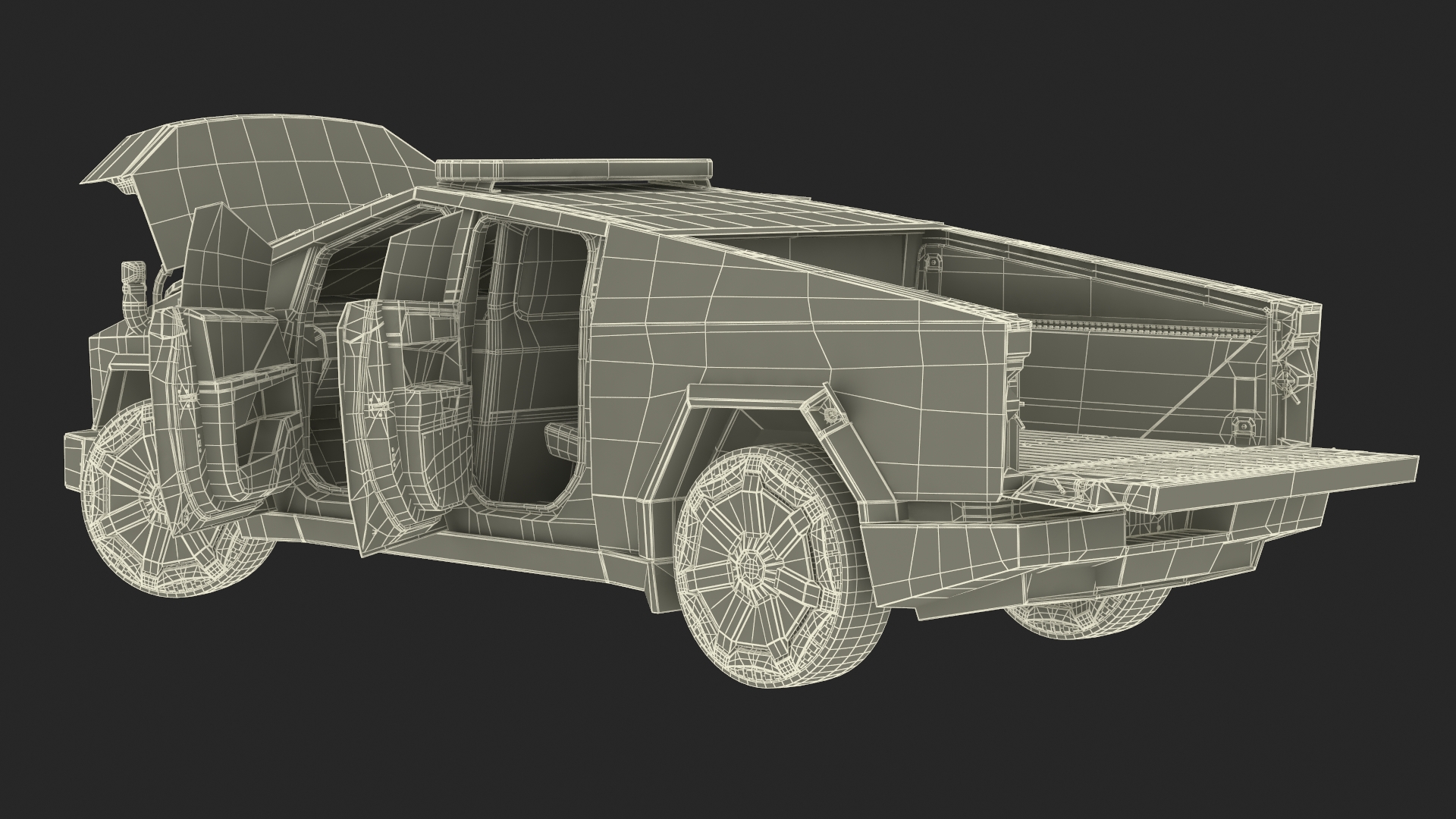 Tesla Cybertruck Police Car Rigged 3D model