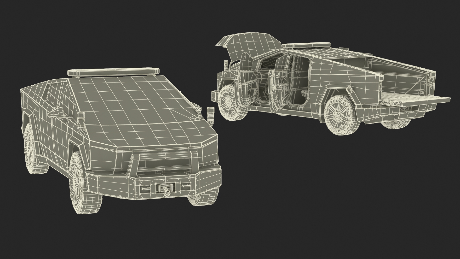 Tesla Cybertruck Police Car Rigged 3D model