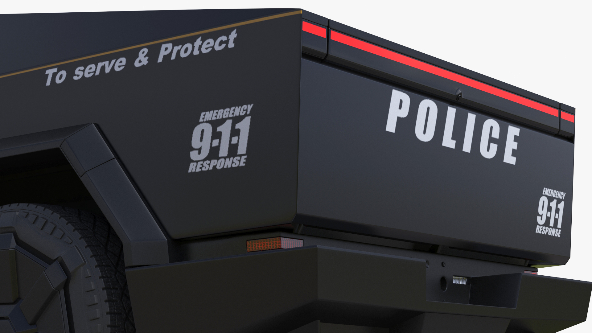 Tesla Cybertruck Police Car Rigged 3D model