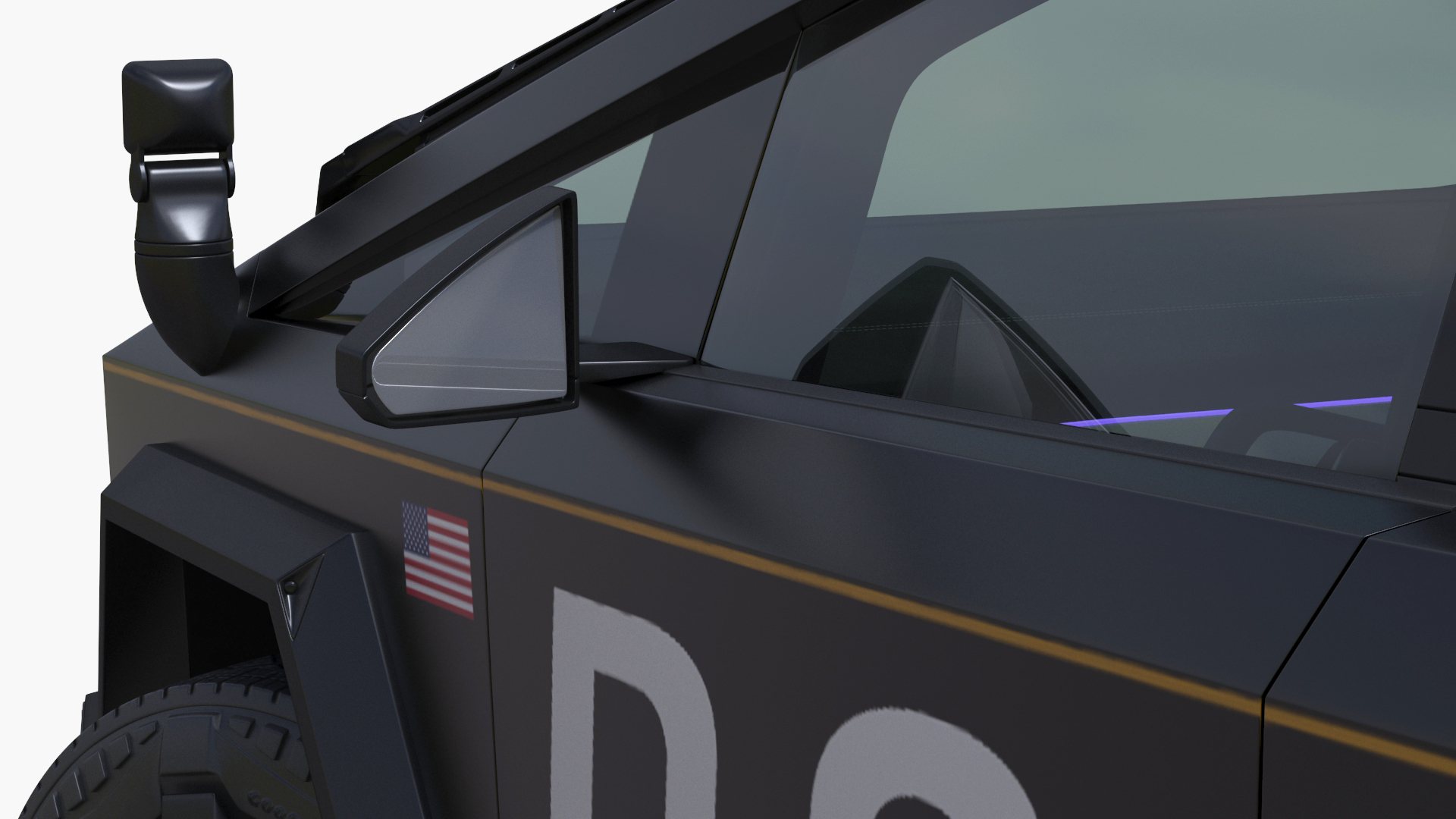 Tesla Cybertruck Police Car Rigged 3D model