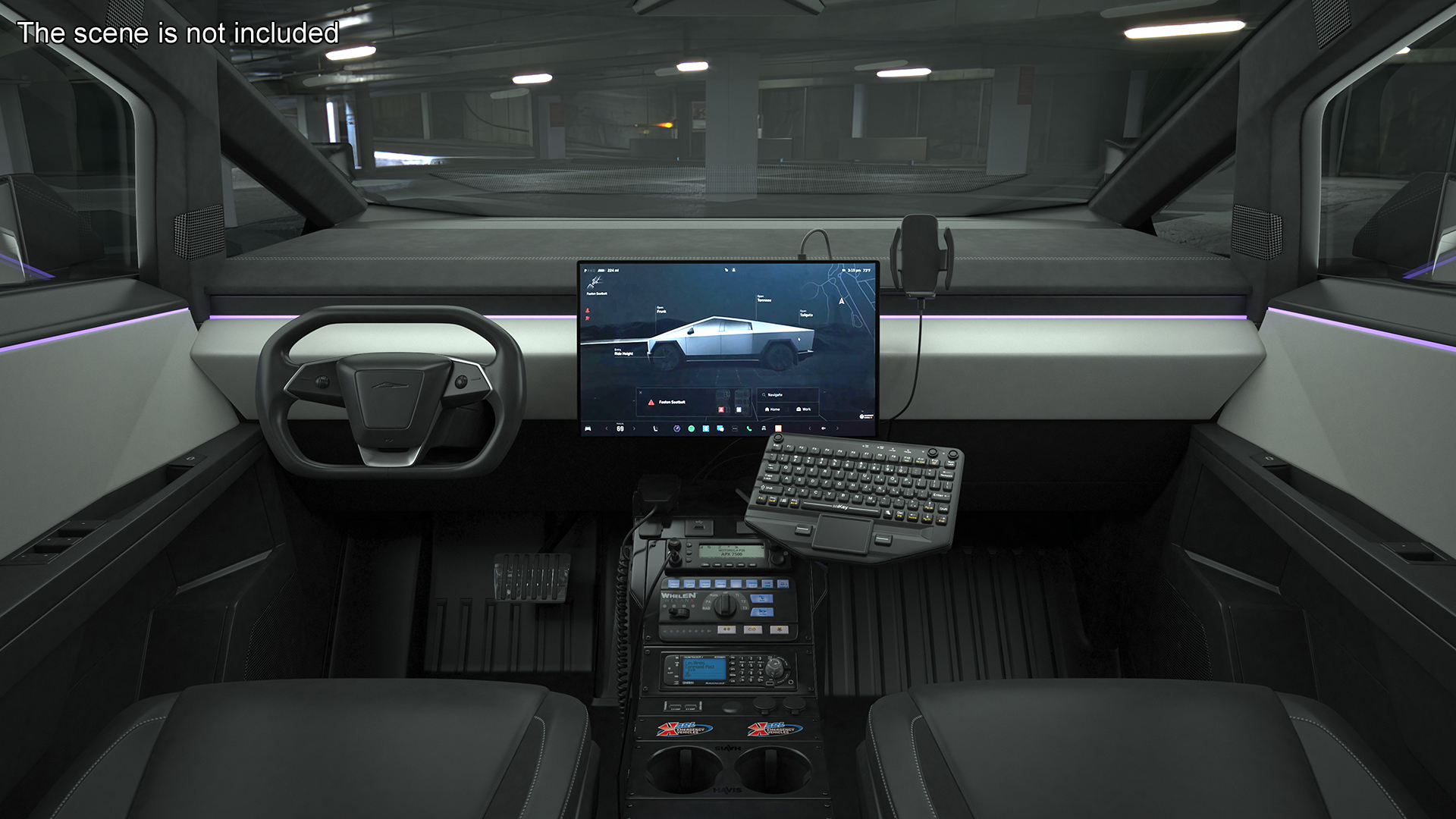 Tesla Cybertruck Police Car Rigged 3D model