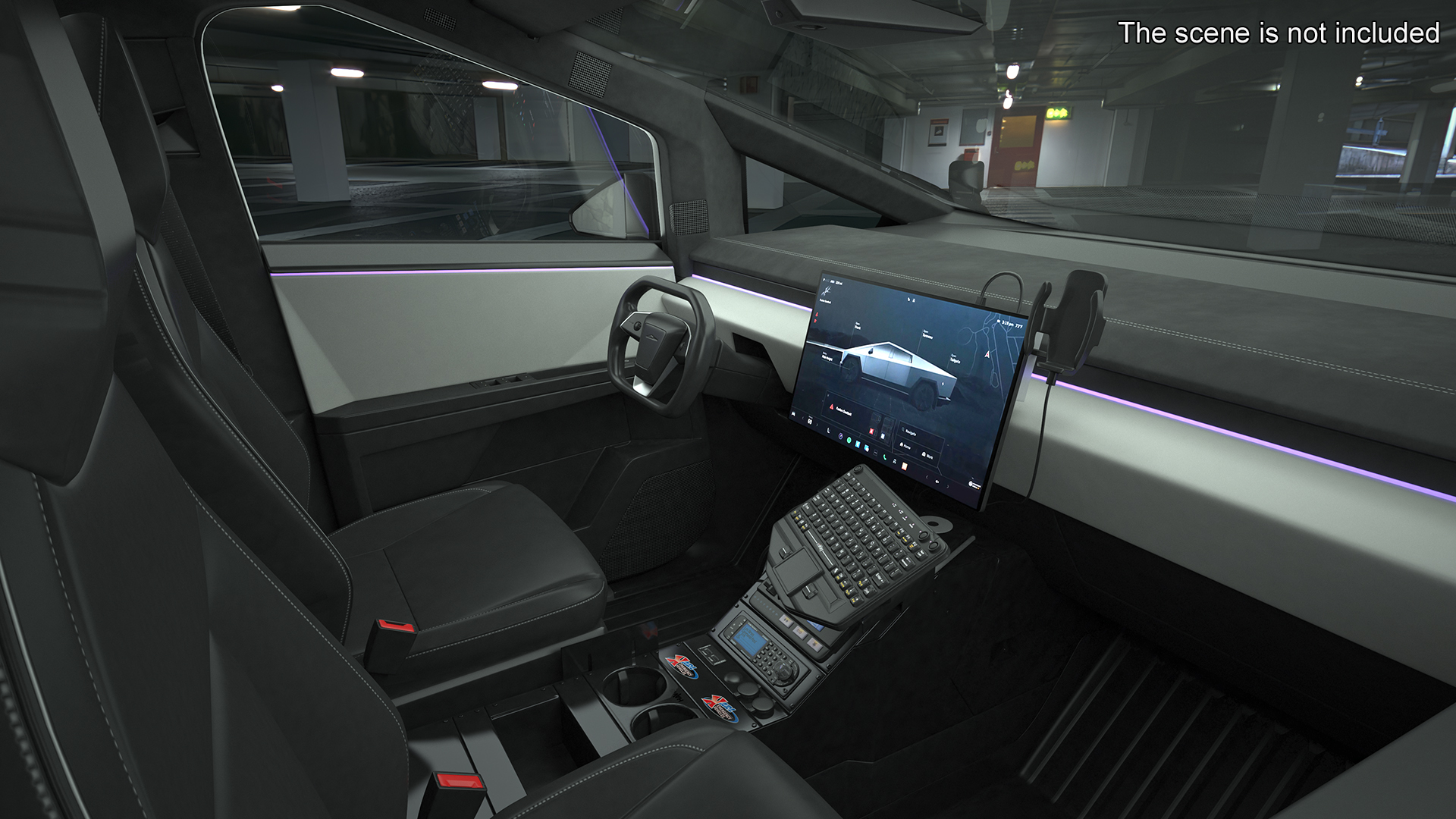 Tesla Cybertruck Police Car Rigged 3D model