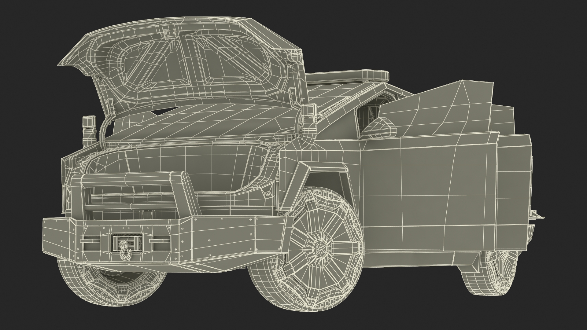 Tesla Cybertruck Police Car Rigged 3D model