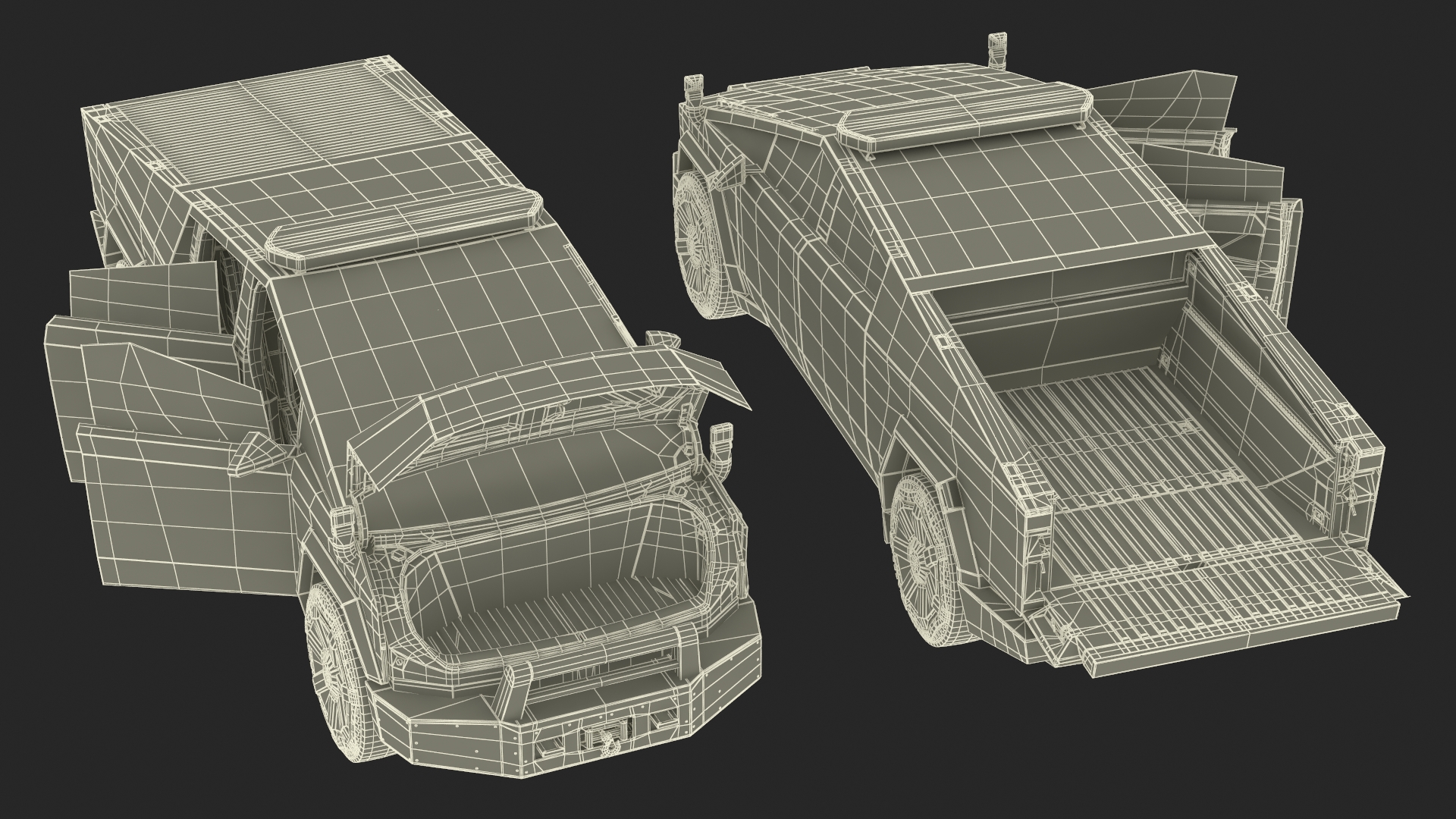 Tesla Cybertruck Police Car Rigged 3D model