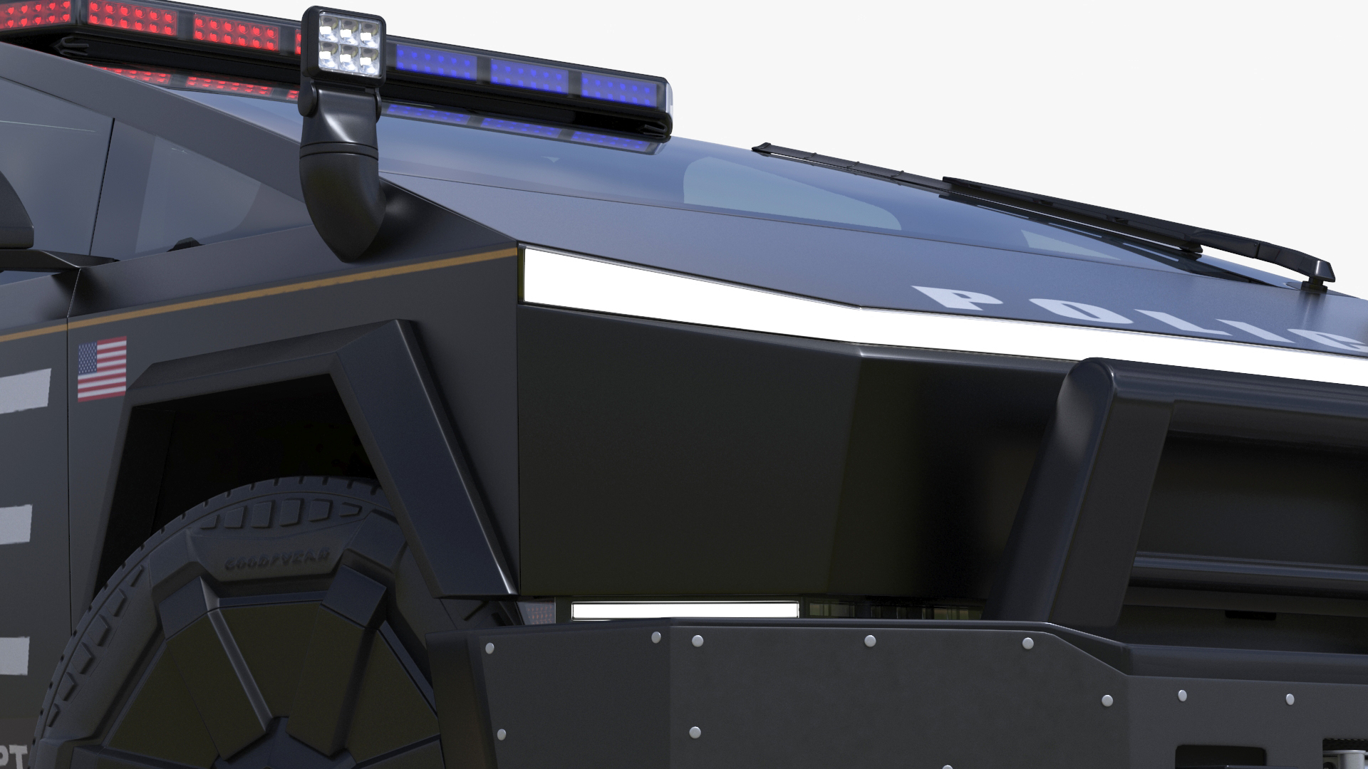 Tesla Cybertruck Police Car Rigged 3D model