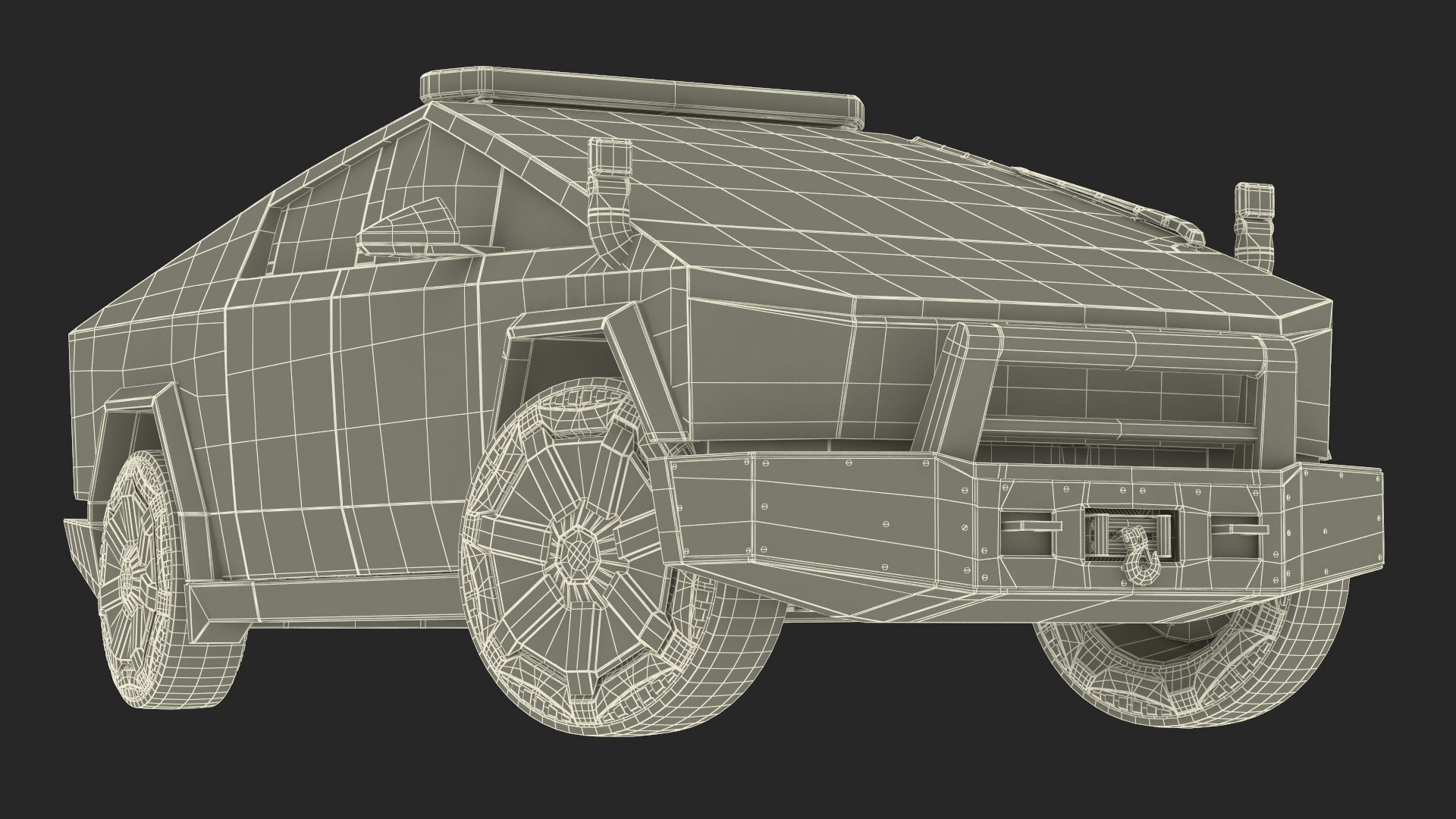 Tesla Cybertruck Police Car Rigged 3D model