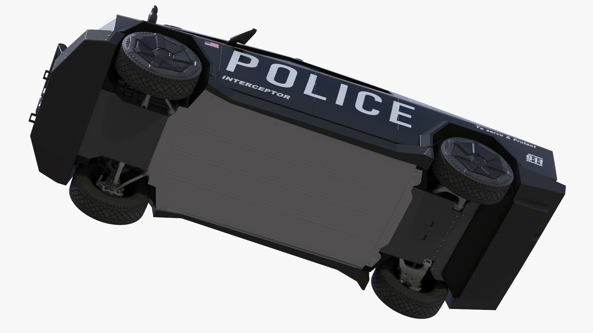 Tesla Cybertruck Police Car Rigged 3D model